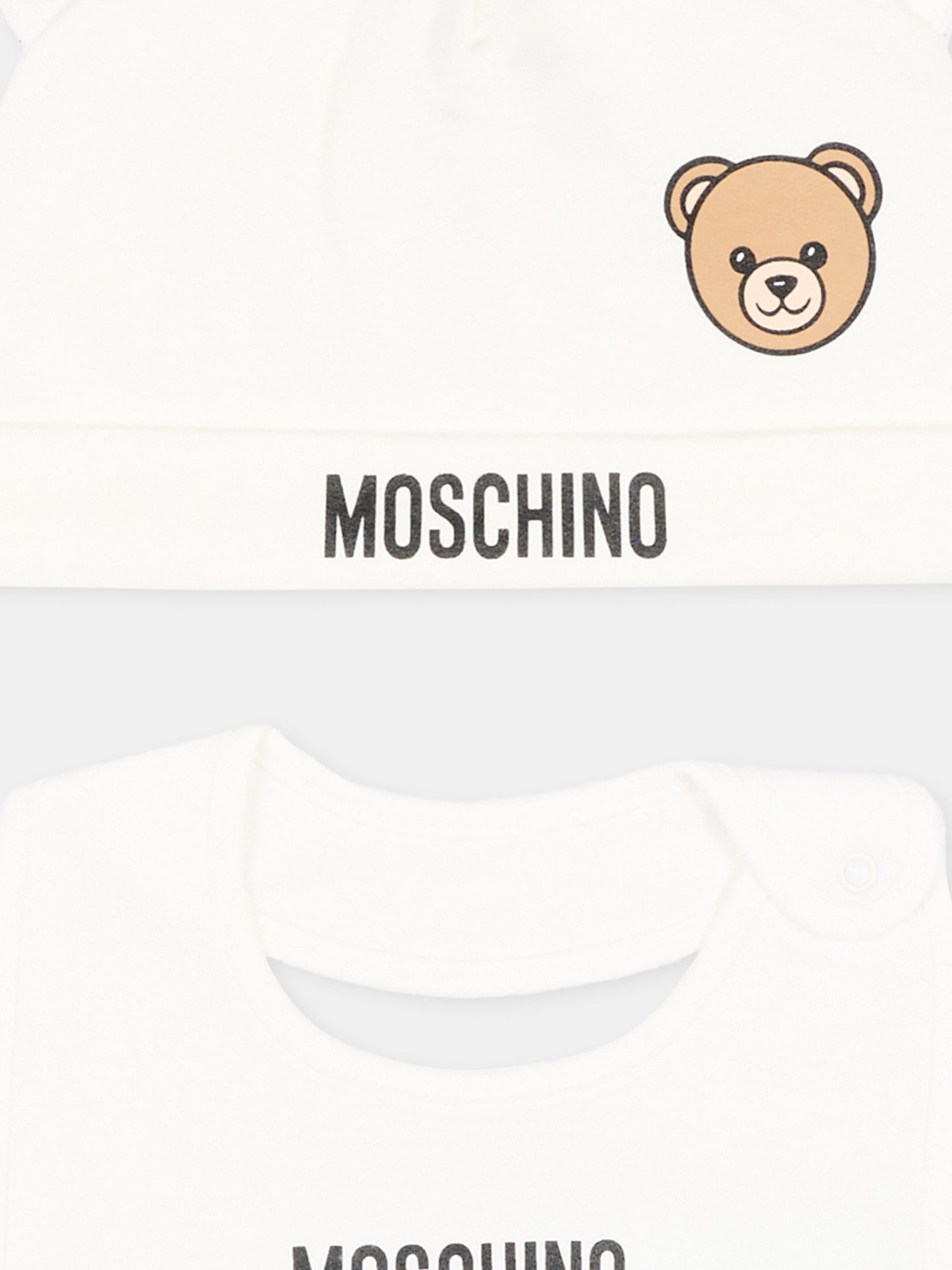 Set accessori avorio per neonati con Teddy Bear,Moschino Kids,MUY09N LCA40 10063