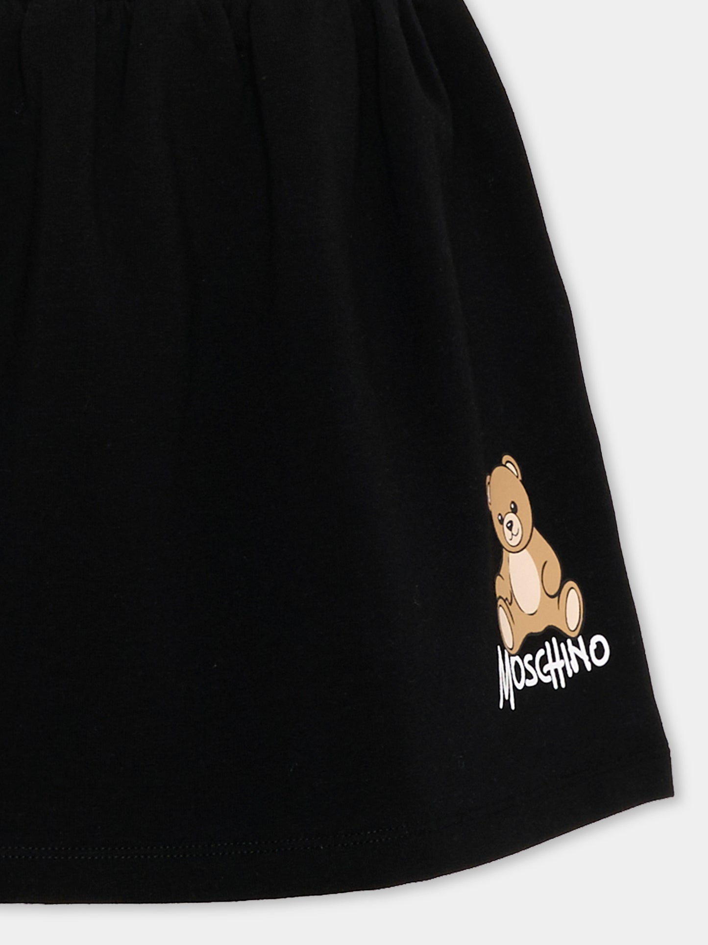 Gonna casual nera per bambina con Teddy Bear,Moschino Kids,HAJ03X LDA18 60100