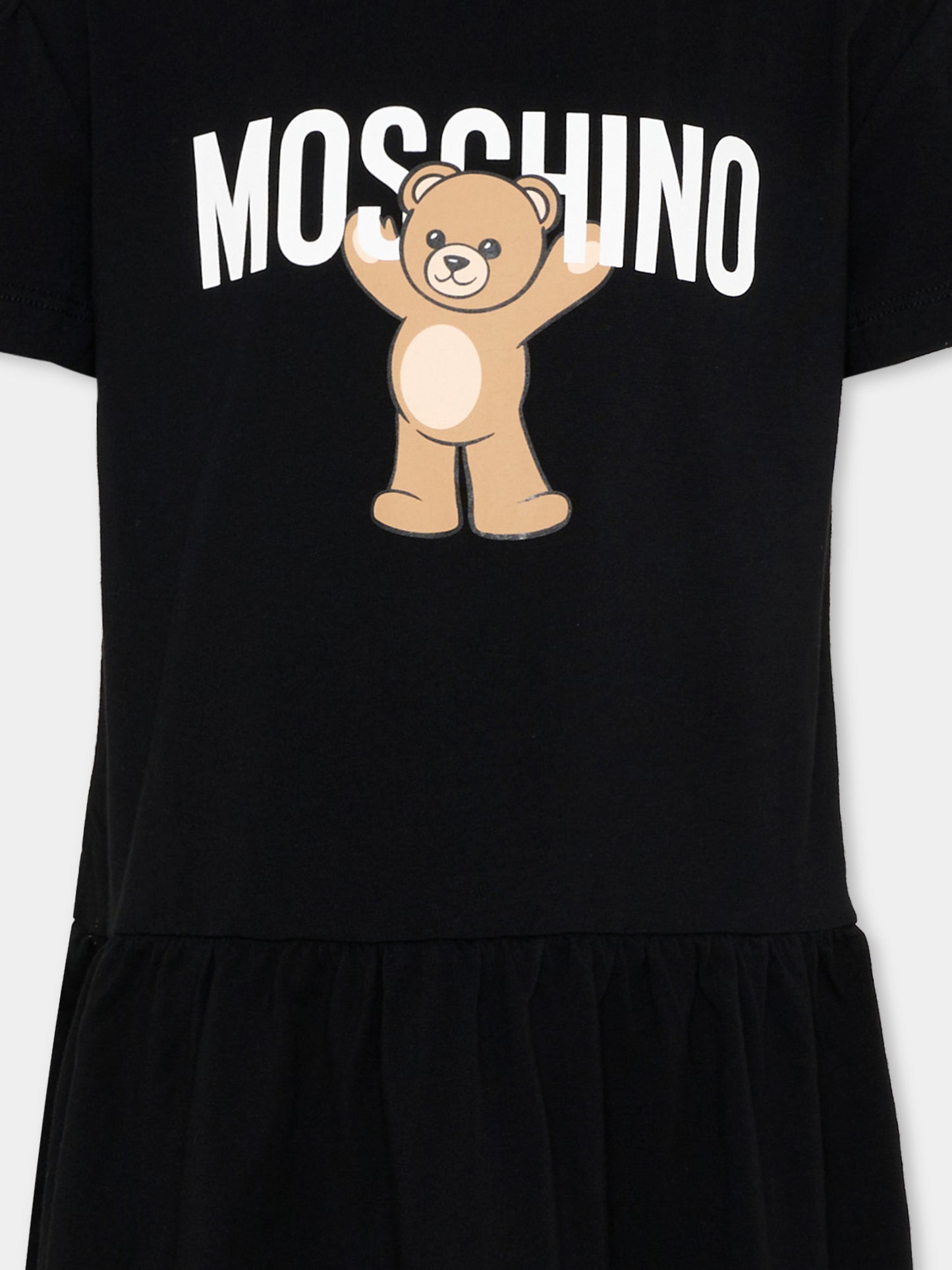 Vestito nero per bambina con Teddy Bear,Moschino Kids,HDV0H9 LAA10 60100