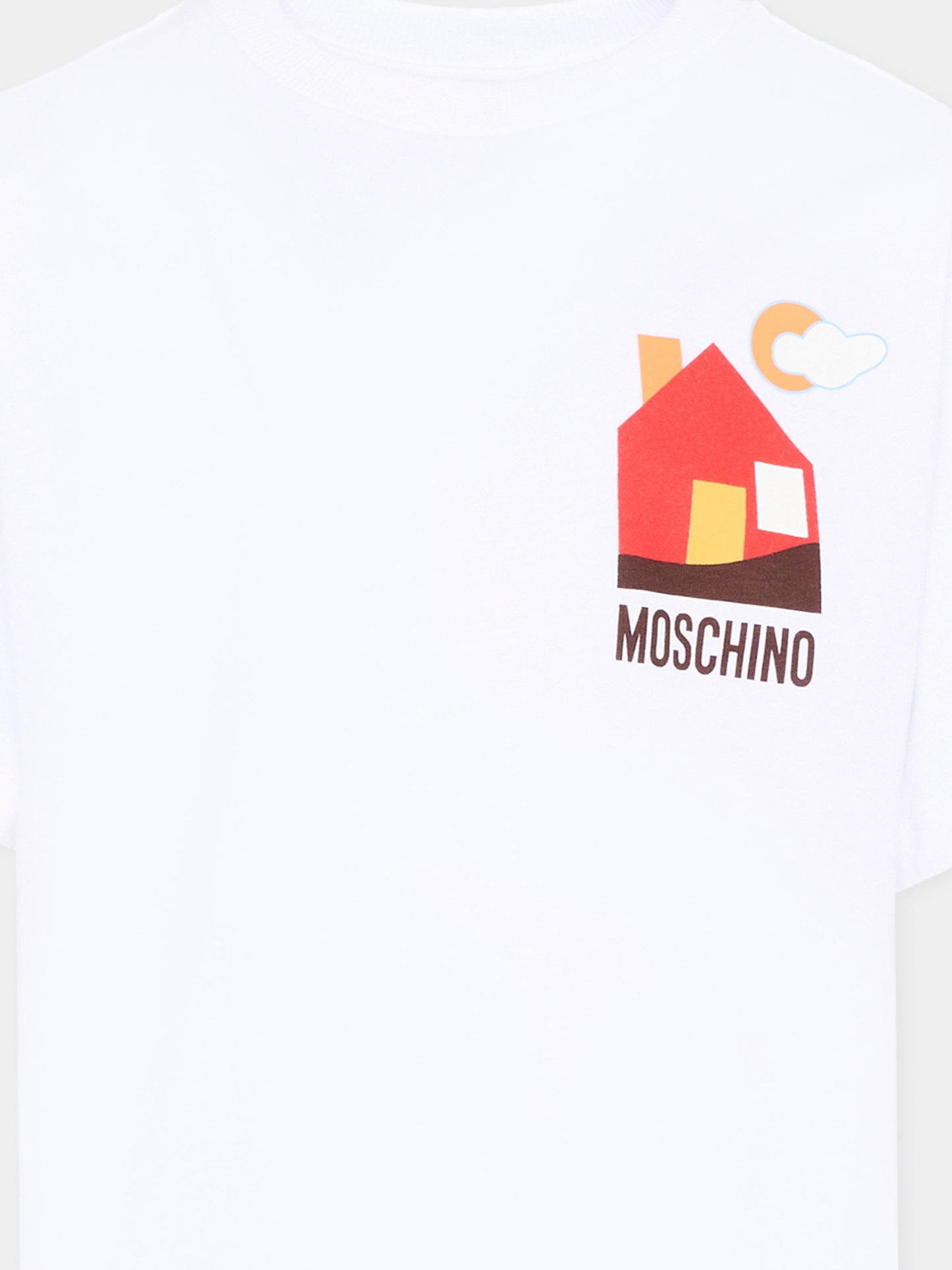 T-shirt bianca per bambino con logo,Moschino Kids,HTM05G LAA10 10101