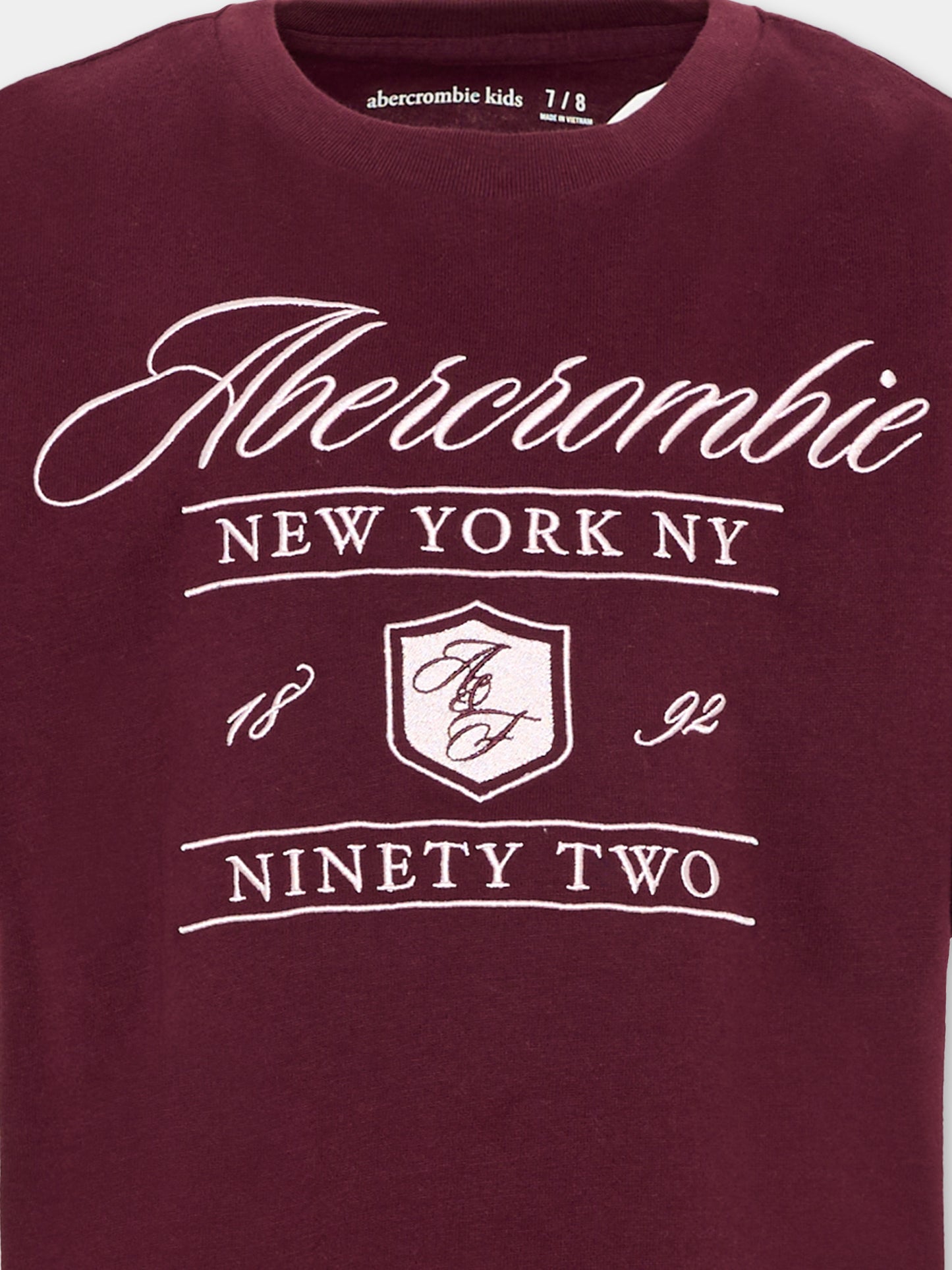 T-Shirt bordeaux per bambina con logo,Abercrombie & Fitch,43AJ81 P4U