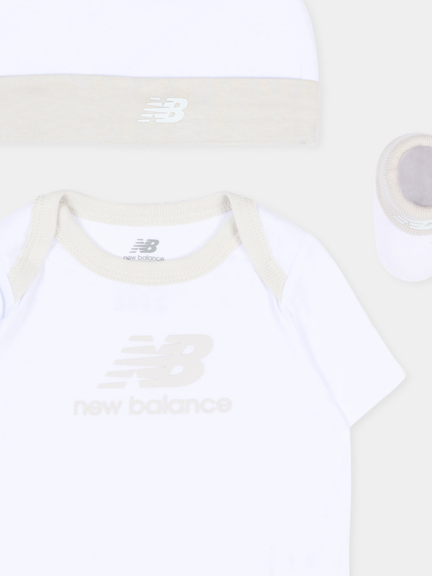 Set tutina bianco per neonati con logo,New Balance,LAKB0106 BWE