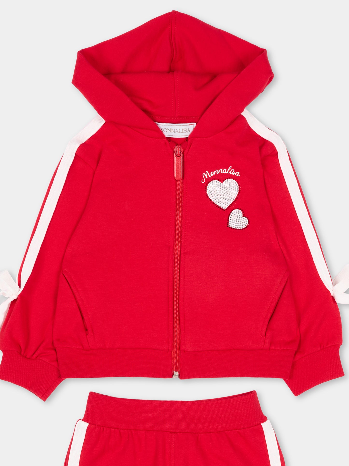 Completo sportivo rosso per neonata con fiocchi,Monnalisa,39F503NP 6004 0043