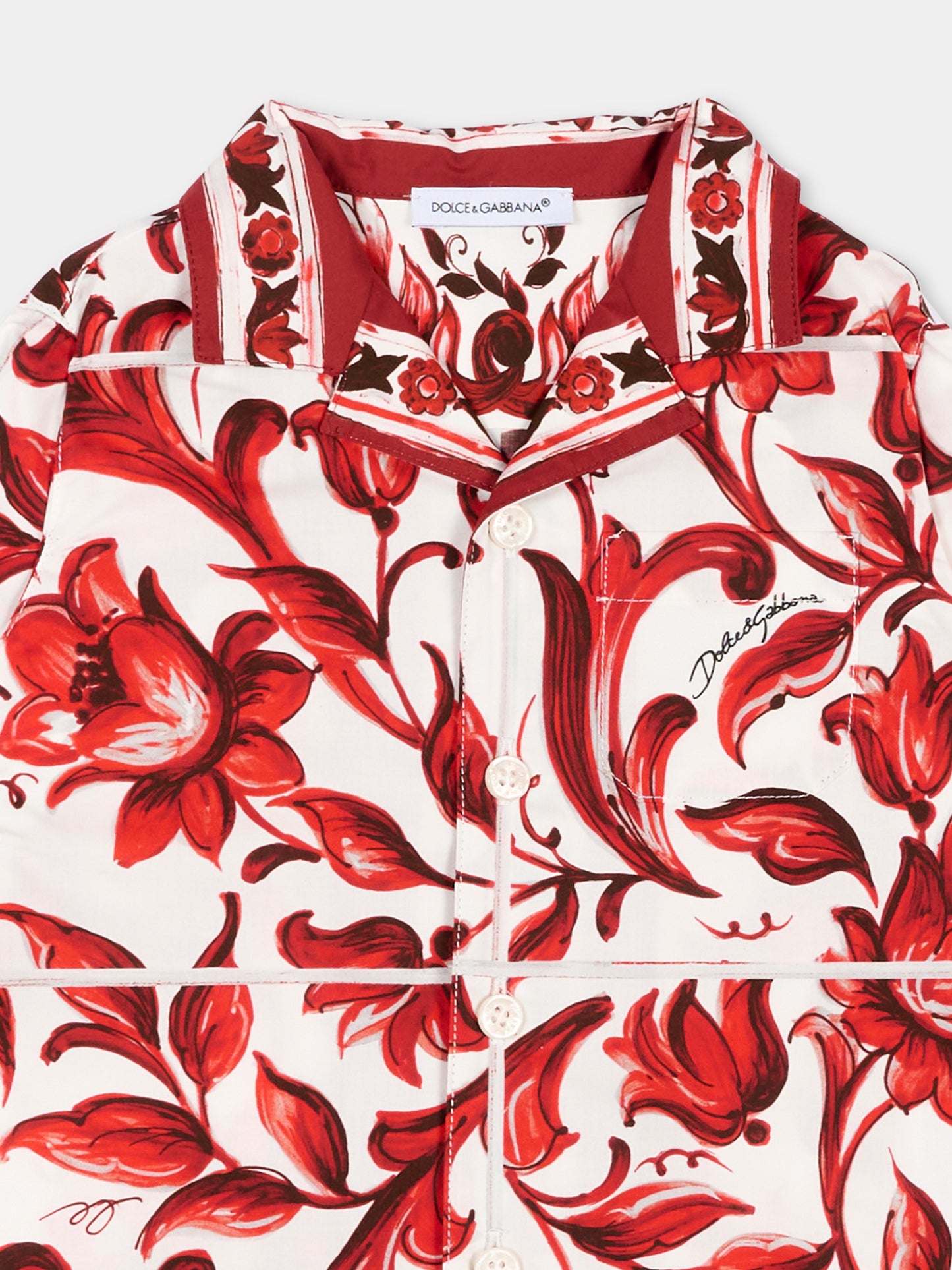 Camicia rossa baroque per naonato,Dolce & Gabbana Kids,L14S82 FI5OI I63TN