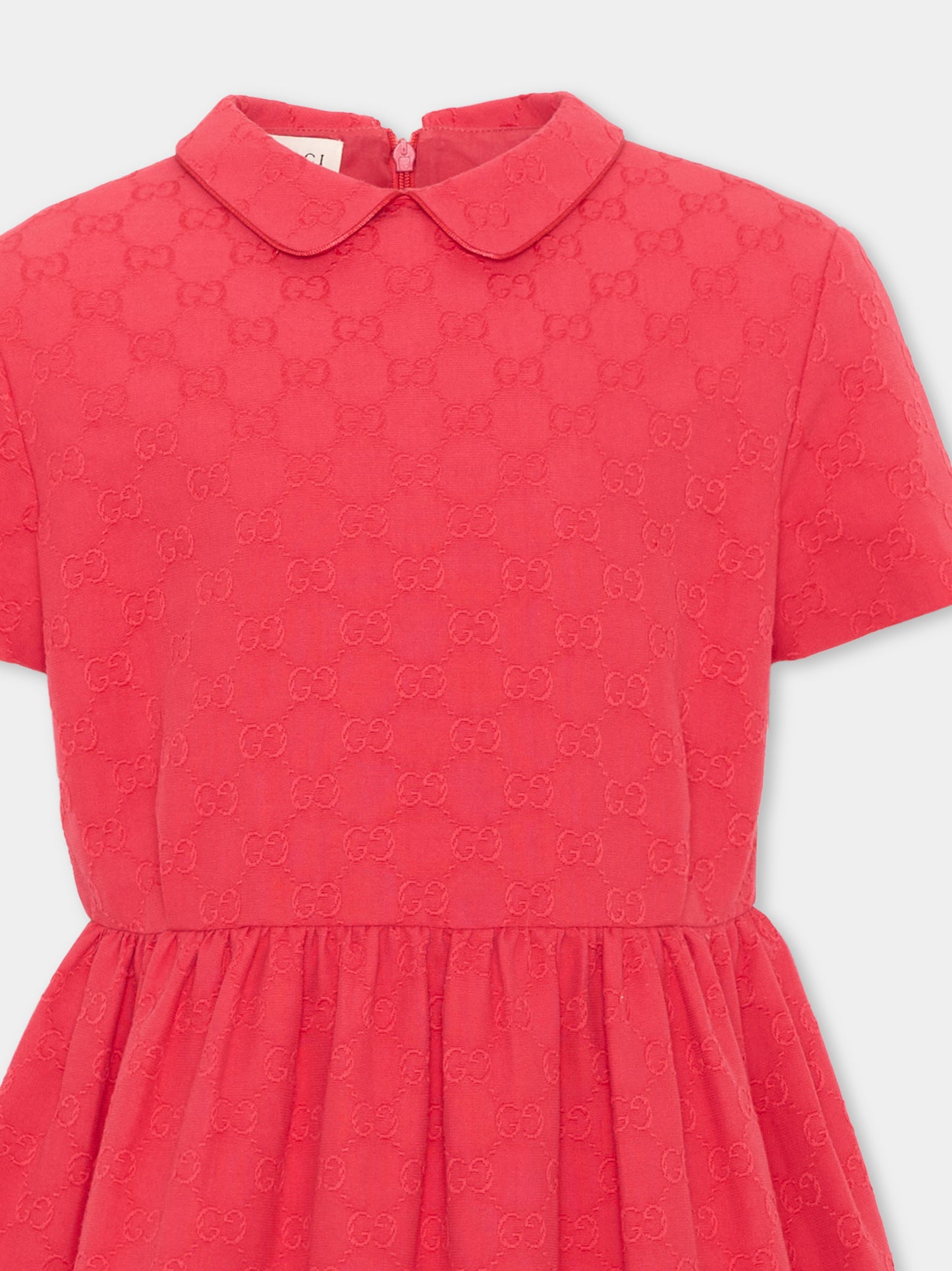 Vestito a manica corta rosso per bambina con monogram GG,Gucci Kids,866455 ZASYD 6137