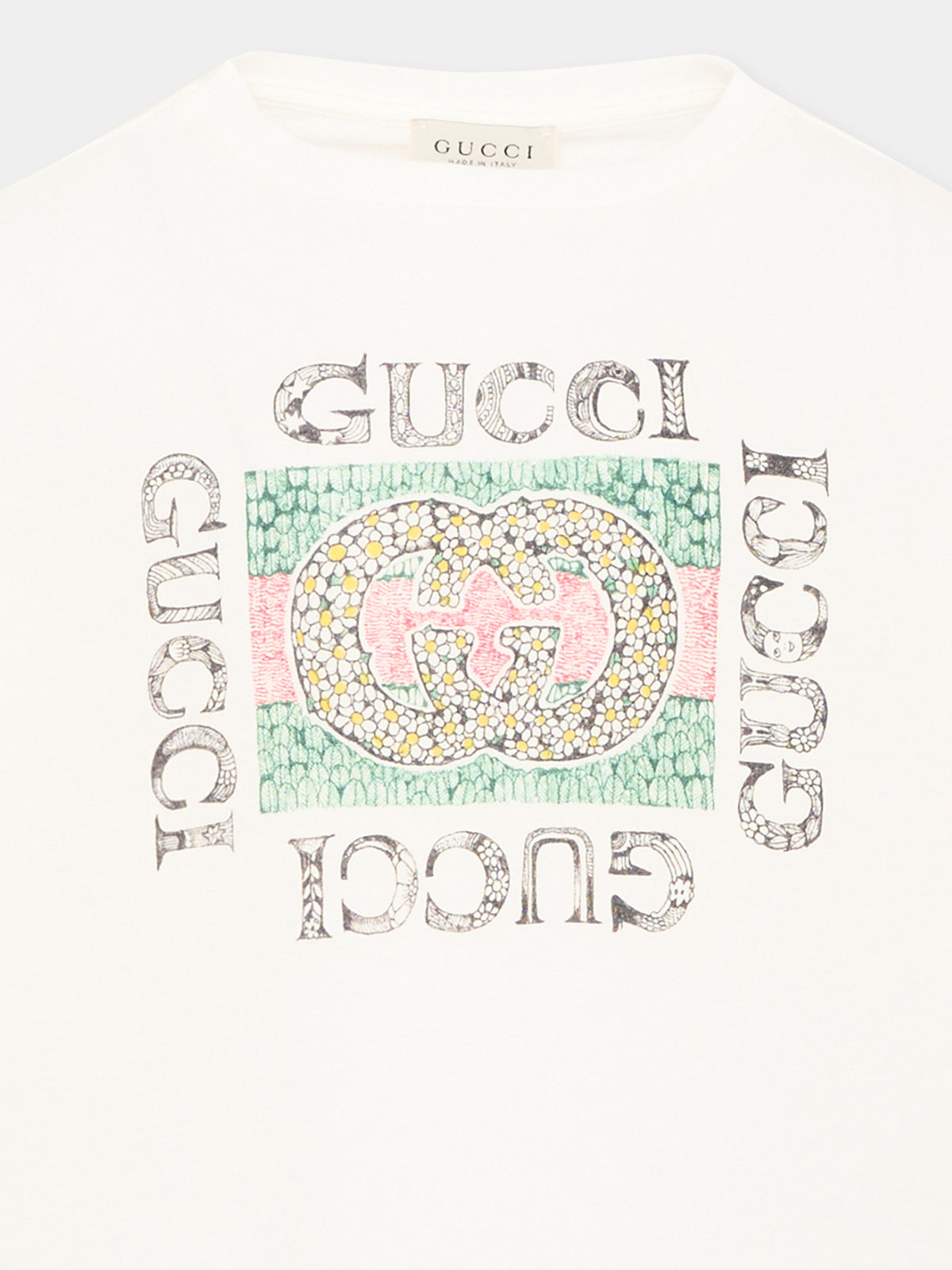 T-shirt a manica lunga avorio per bambina logo