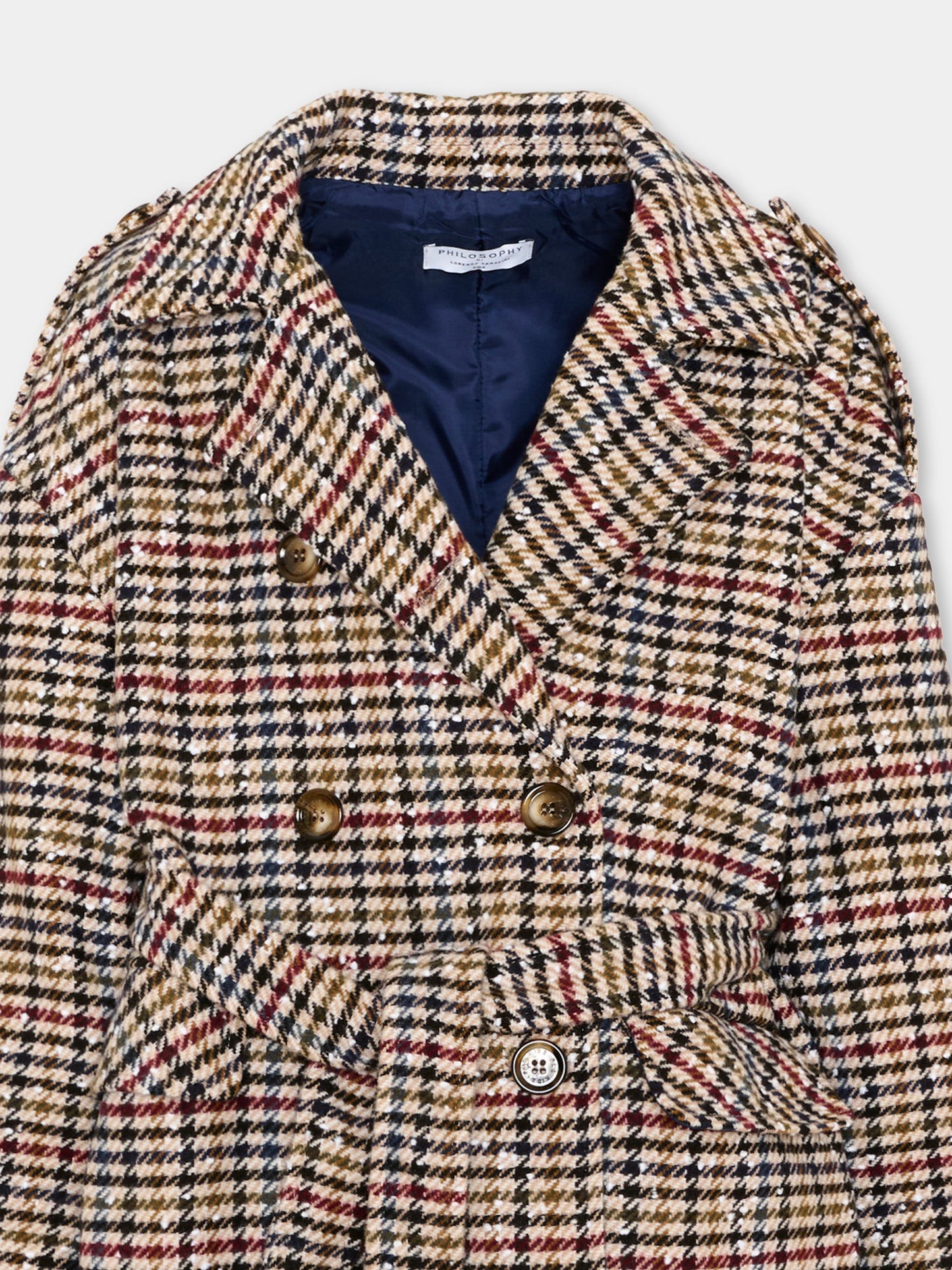 Cappotto multicolor per bambina pied de poule,Philosophy,I1H101 8322 0084