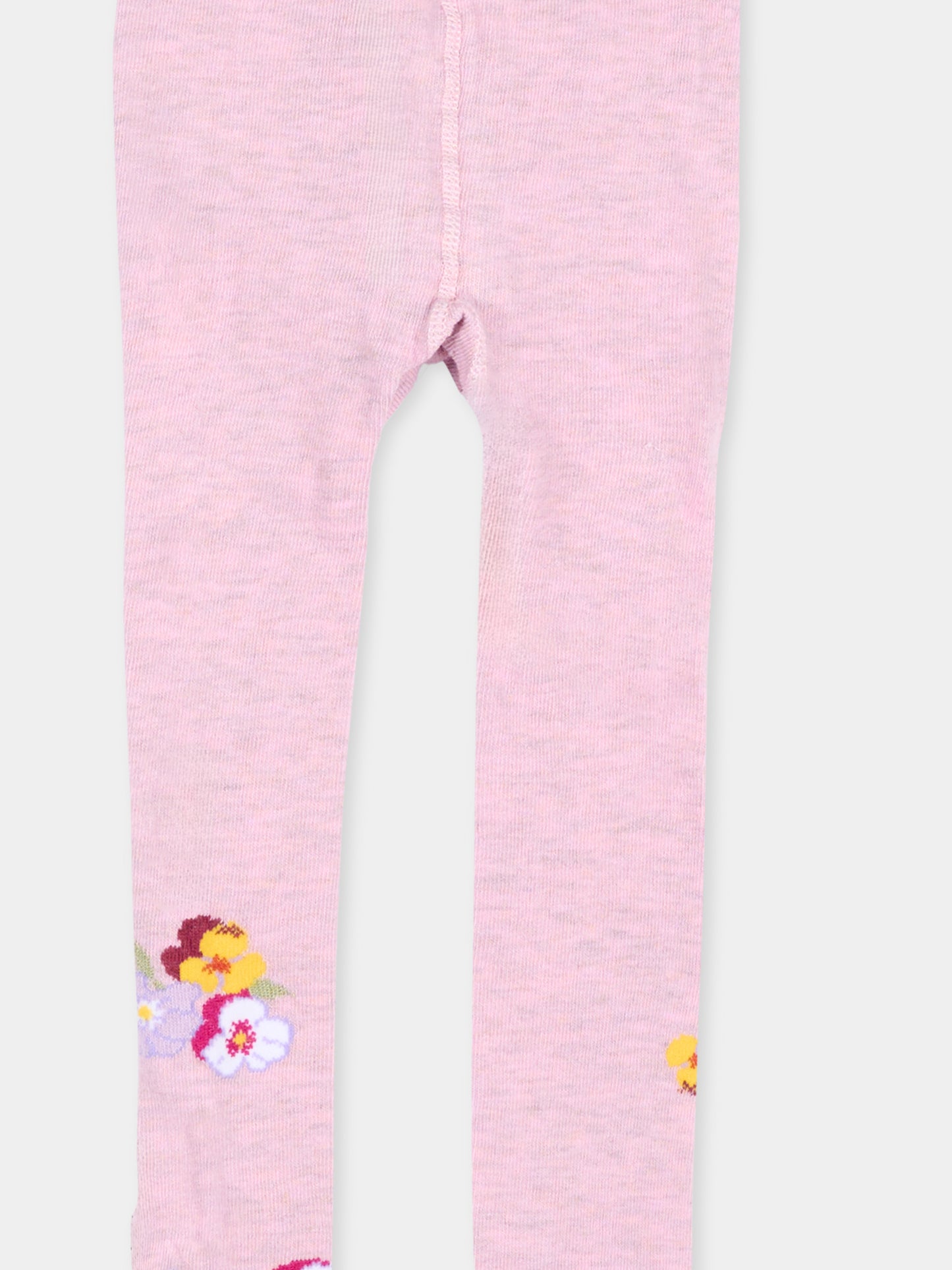Collant rosa per bambina con fiori,Monnalisa,19H008 8082 0063