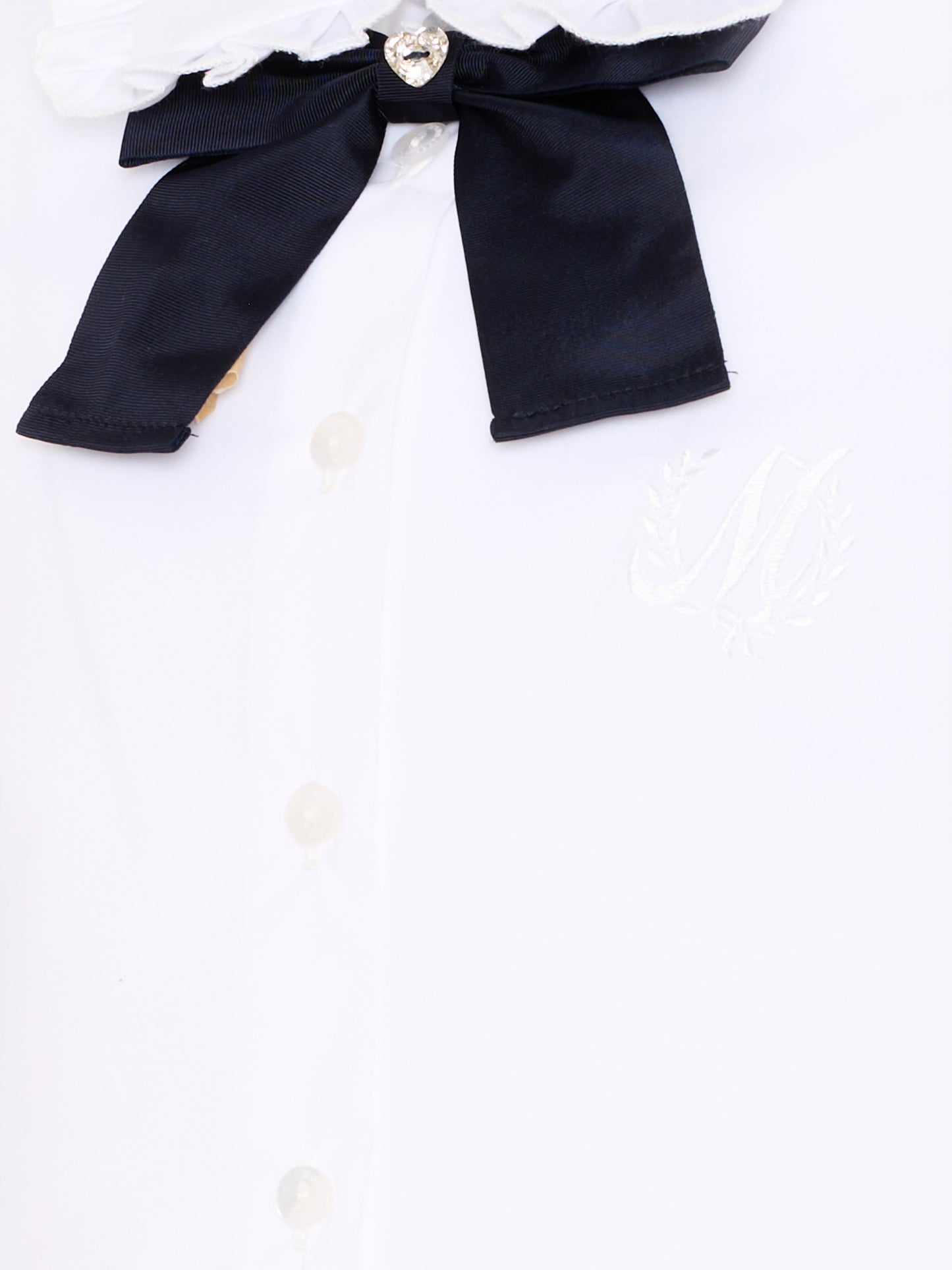 Camicia bianca per bambina con fiocco,Monnalisa,18HANA 8153 9956