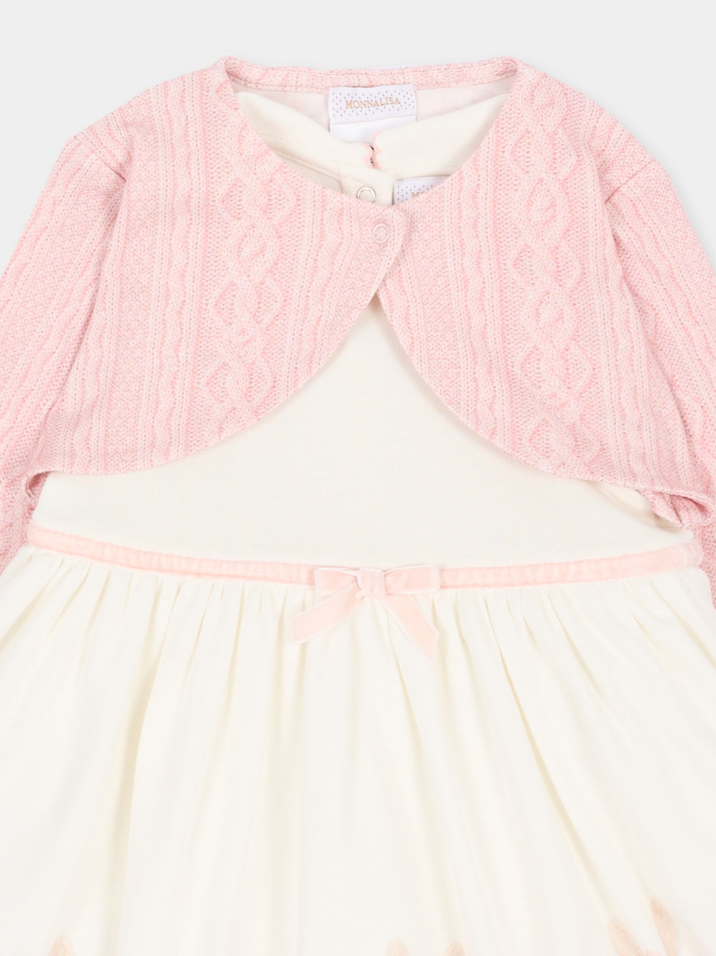 Vestito avorio per neonata con conigli,Monnalisa,35H507 8001 0191