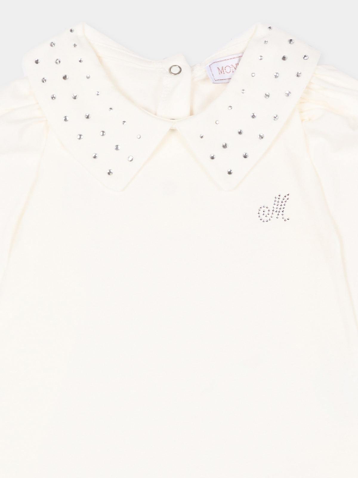 Body avorio per neonata con strass,Monnalisa,37H300 8002 0001