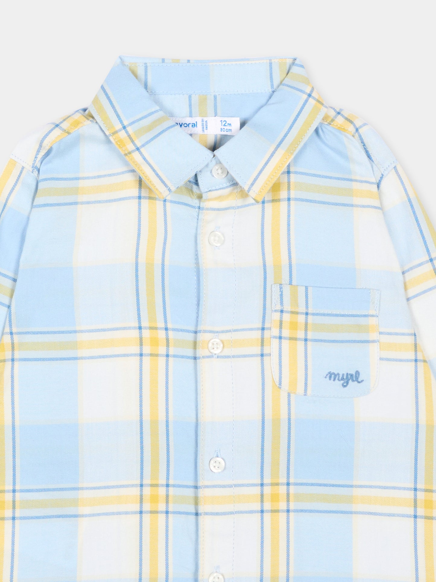 Camicia celeste a quadri per neonato,Mayoral,2112 069