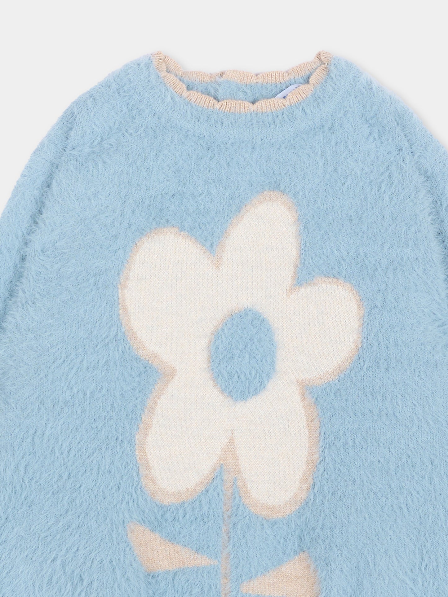 Maglione celeste per neonata con fiore,Mayoral,2383 046