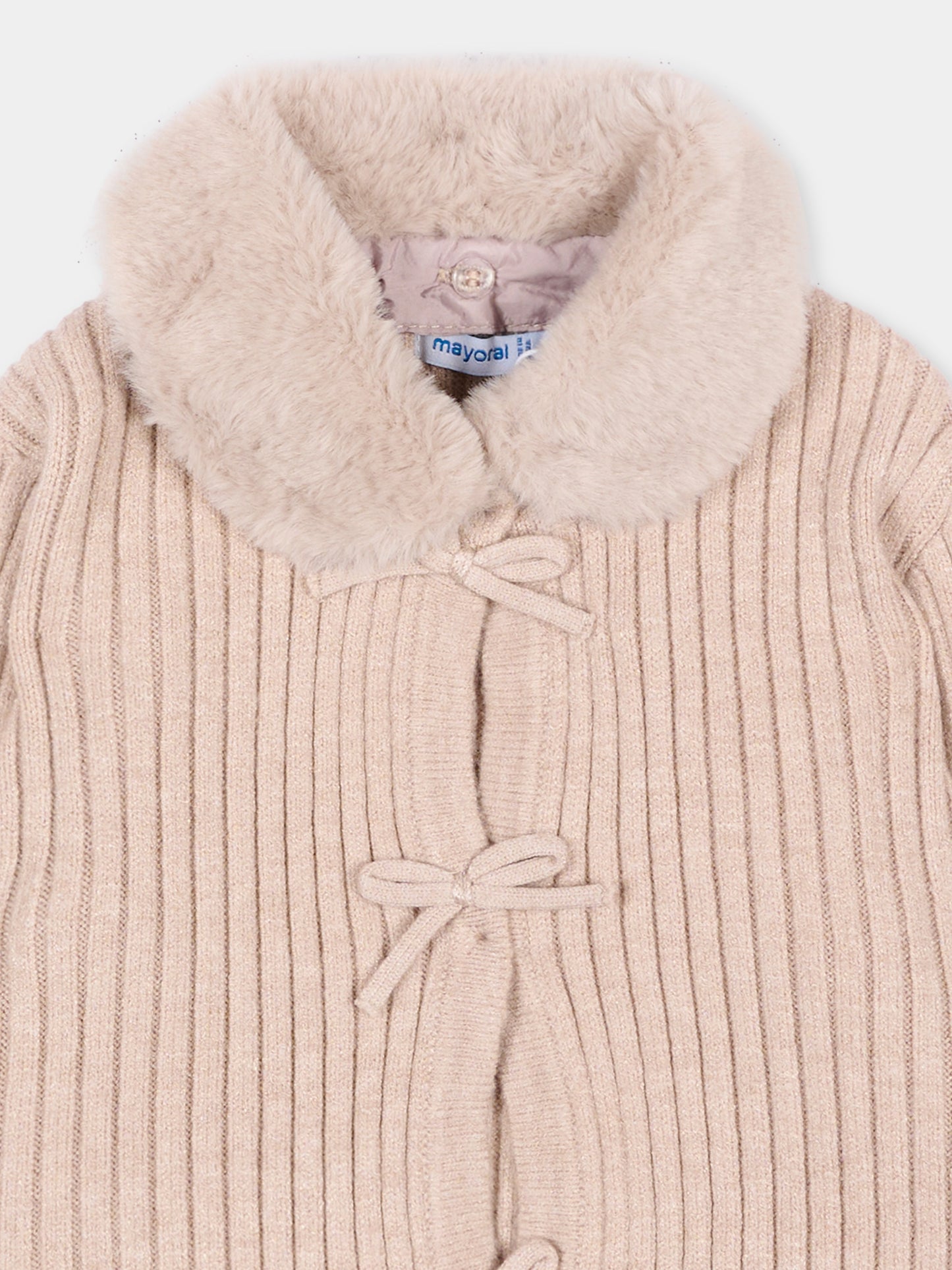 Cardigan beige per neonata con fiocchi,Mayoral,2386 061