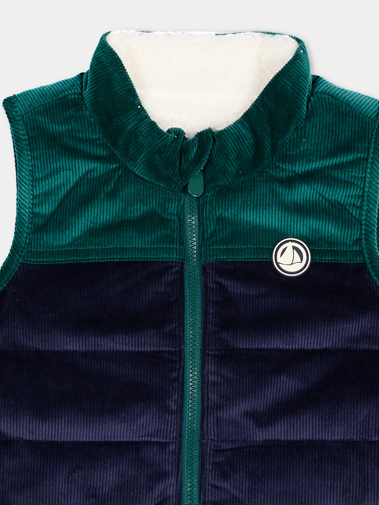 Gilet blu per neonato in velluto,Petit Bateau,A0GIV 01