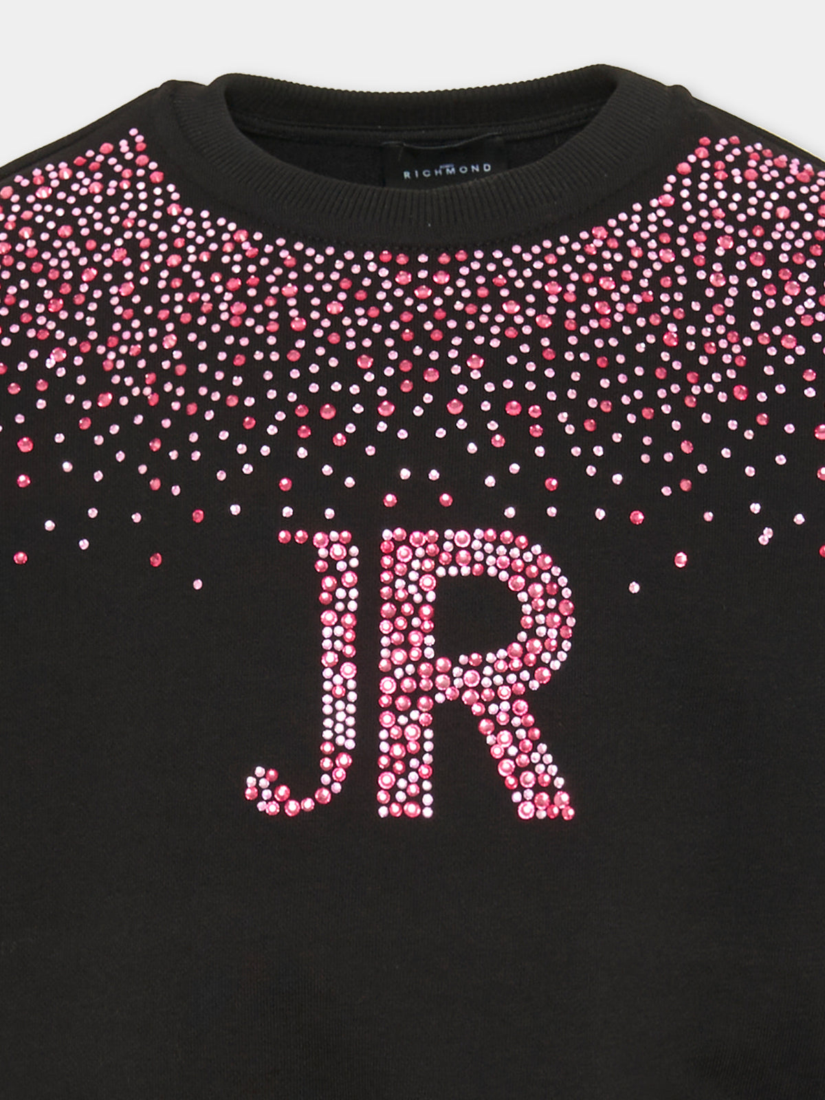 Felpa girocollo nera per bambina con strass,Richmond,RGA26079FE BLACK BLACK