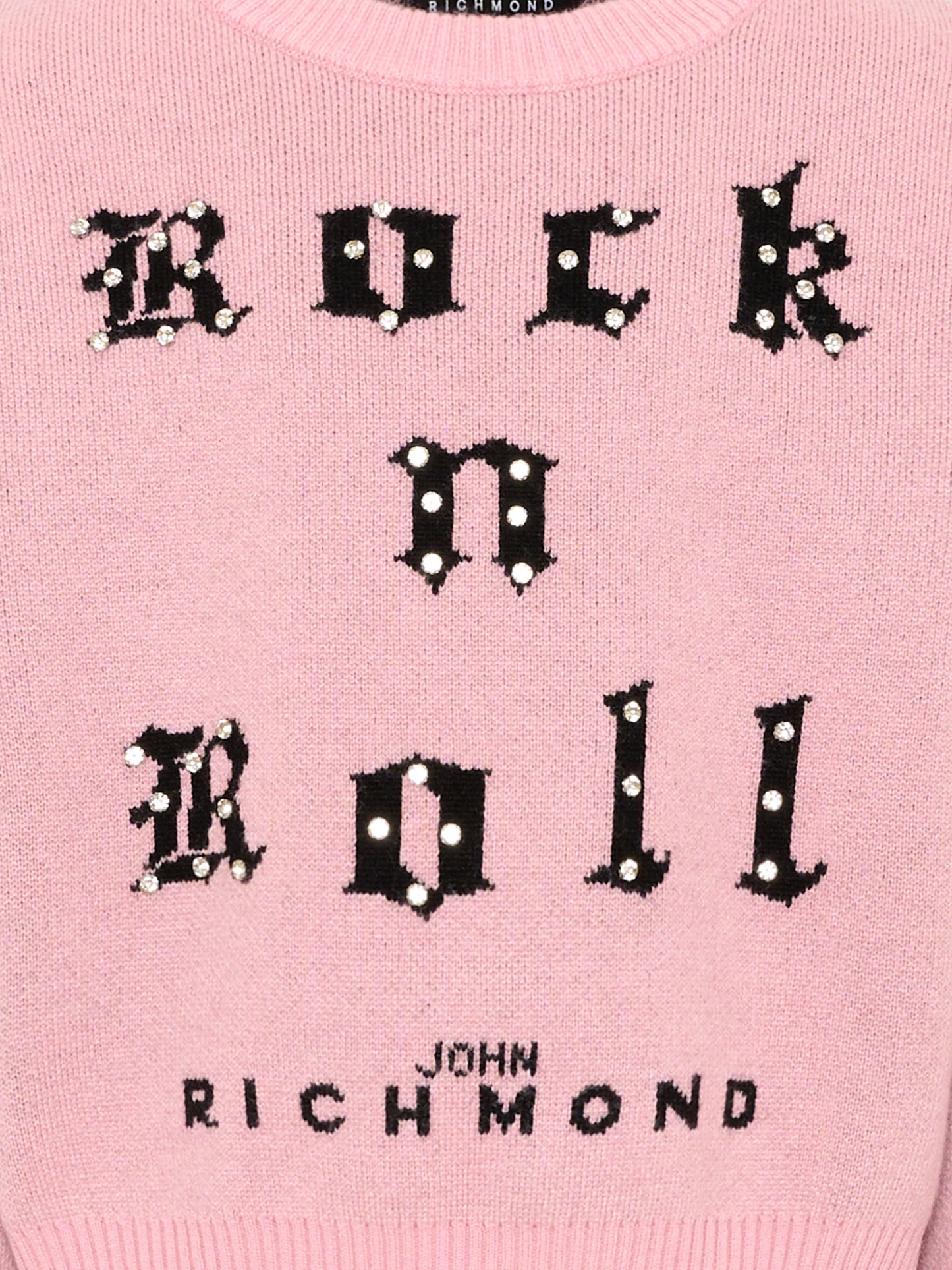 Maglione rosa per bambina con logo,Richmond,RGA26061MA PINK_B/BLK PINK BEGONIA