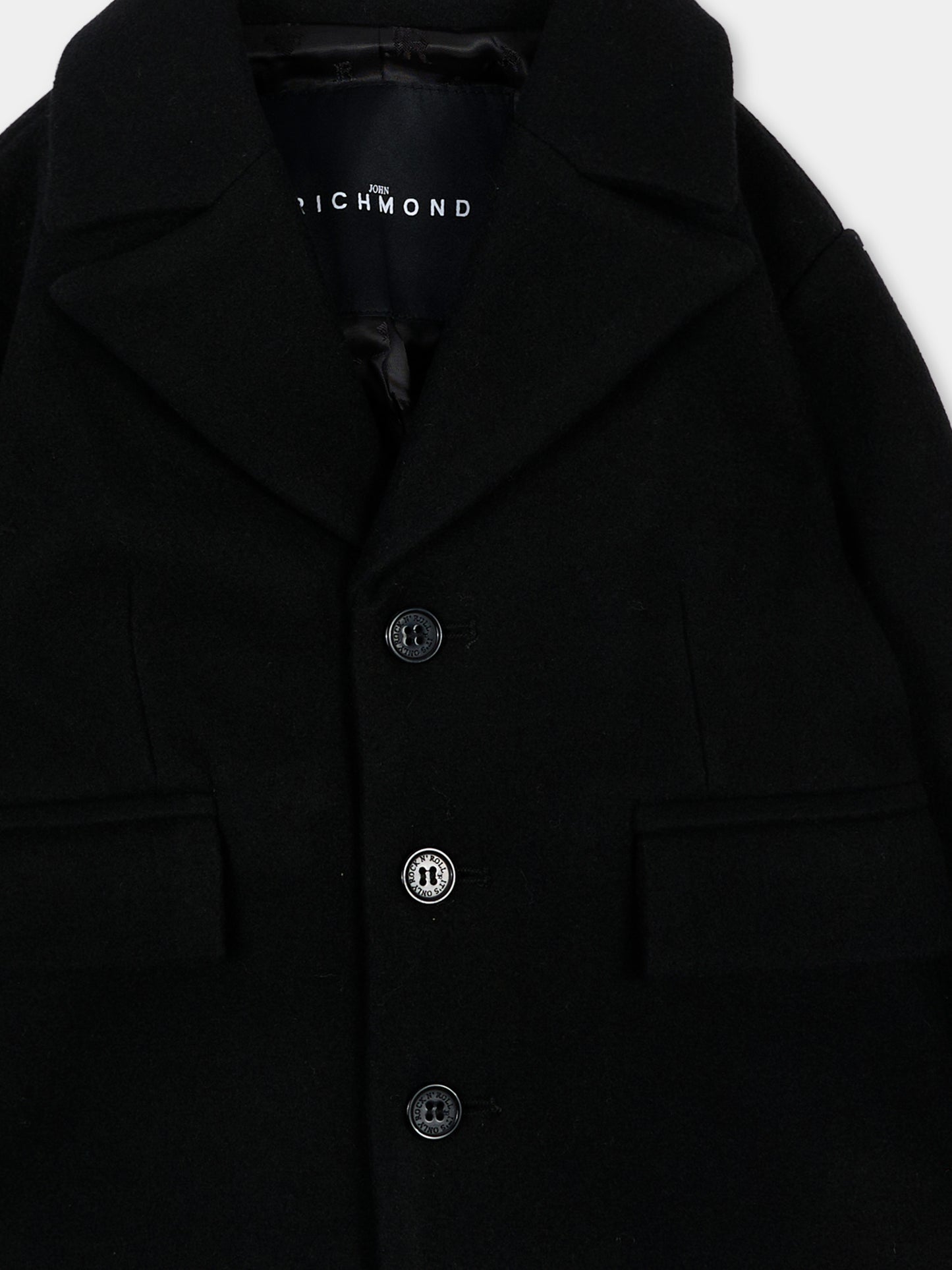 Cappotto nero per neonato con logo,Richmond,RIA26062CP BLACK BLACK
