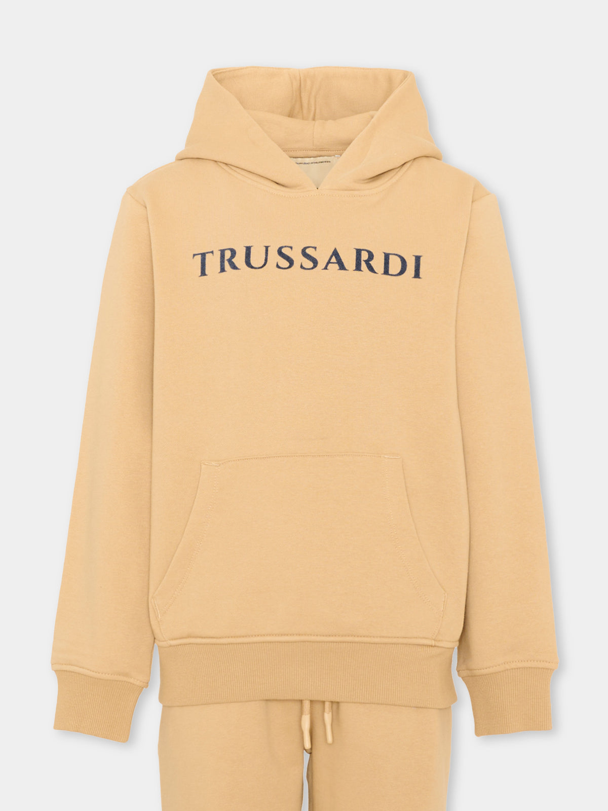 Completo sportivo lungo beige per bambino con logo,Trussardi Junior,TBA26069CF CAMEL/CAM. CAMEL