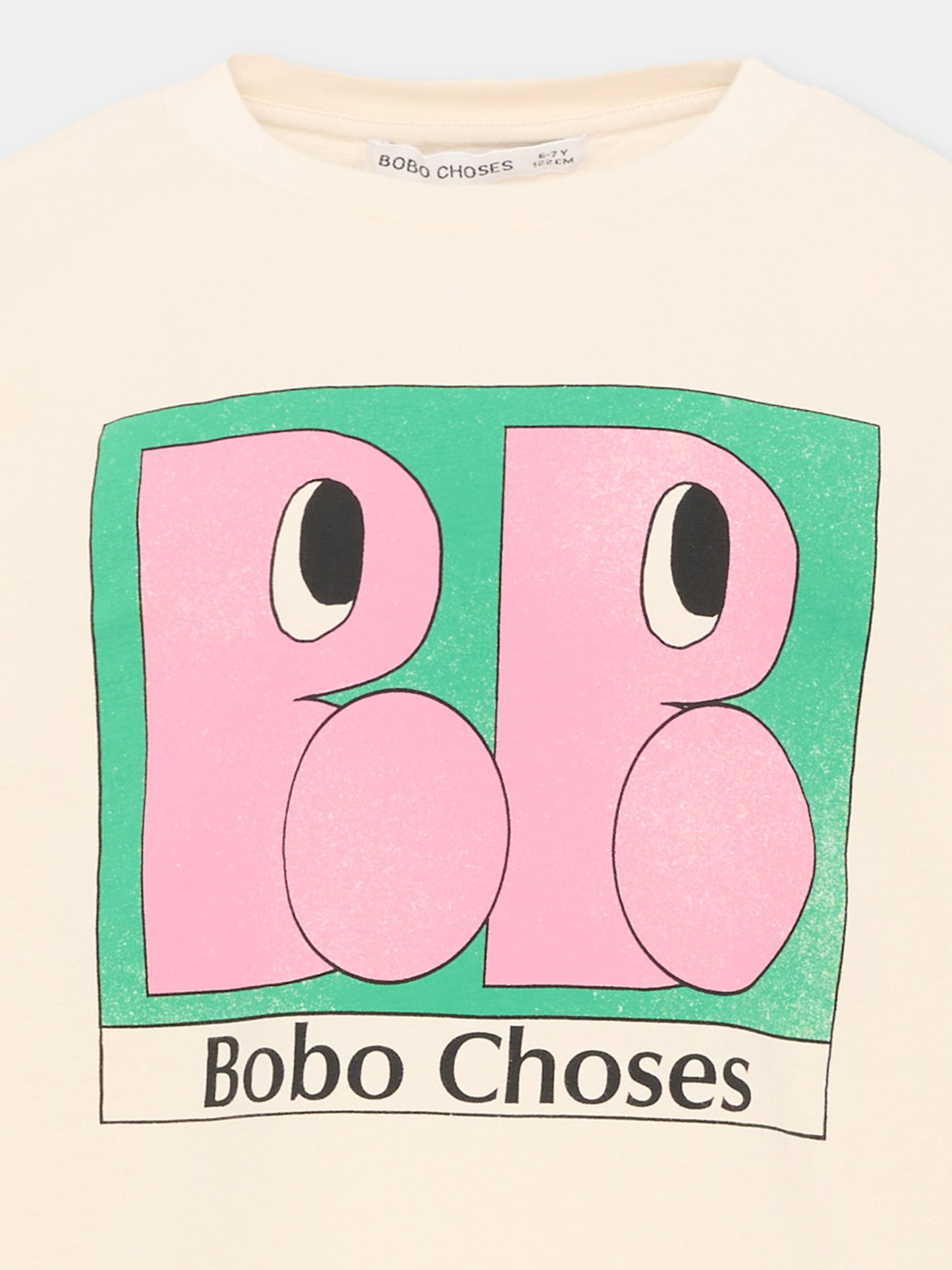T-Shirt avorio per bambina con logo,Bobo Choses,B226AC017
