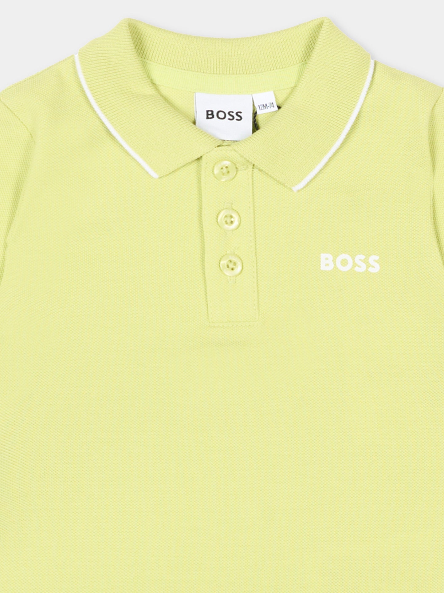 Polo verde per neonato con logo,Boss,J52094 607