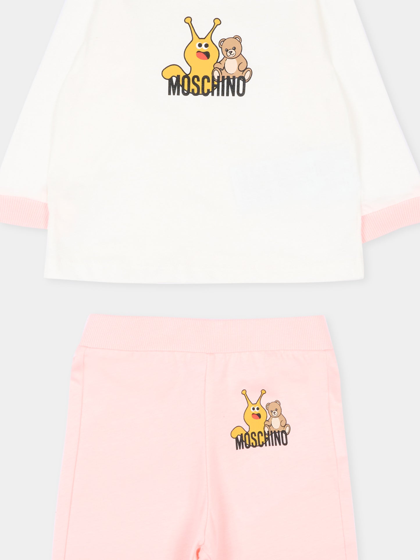 Completo sportivo rosa per neonata con logo,Moschino Kids,MVK02F LAA10 50209