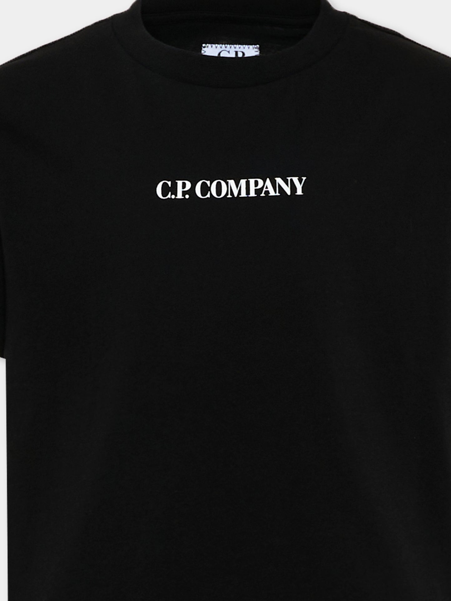 T-Shirt nera per bambino con logo,C. P. Company,CRM00L LAA17 60100