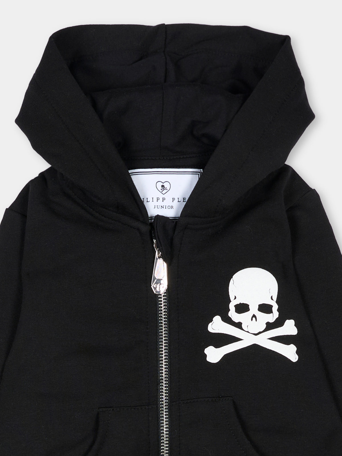 Completo sportivo lungo nero per neonato con teschio,Philipp Plein Junior,F6PHNBTP175 110