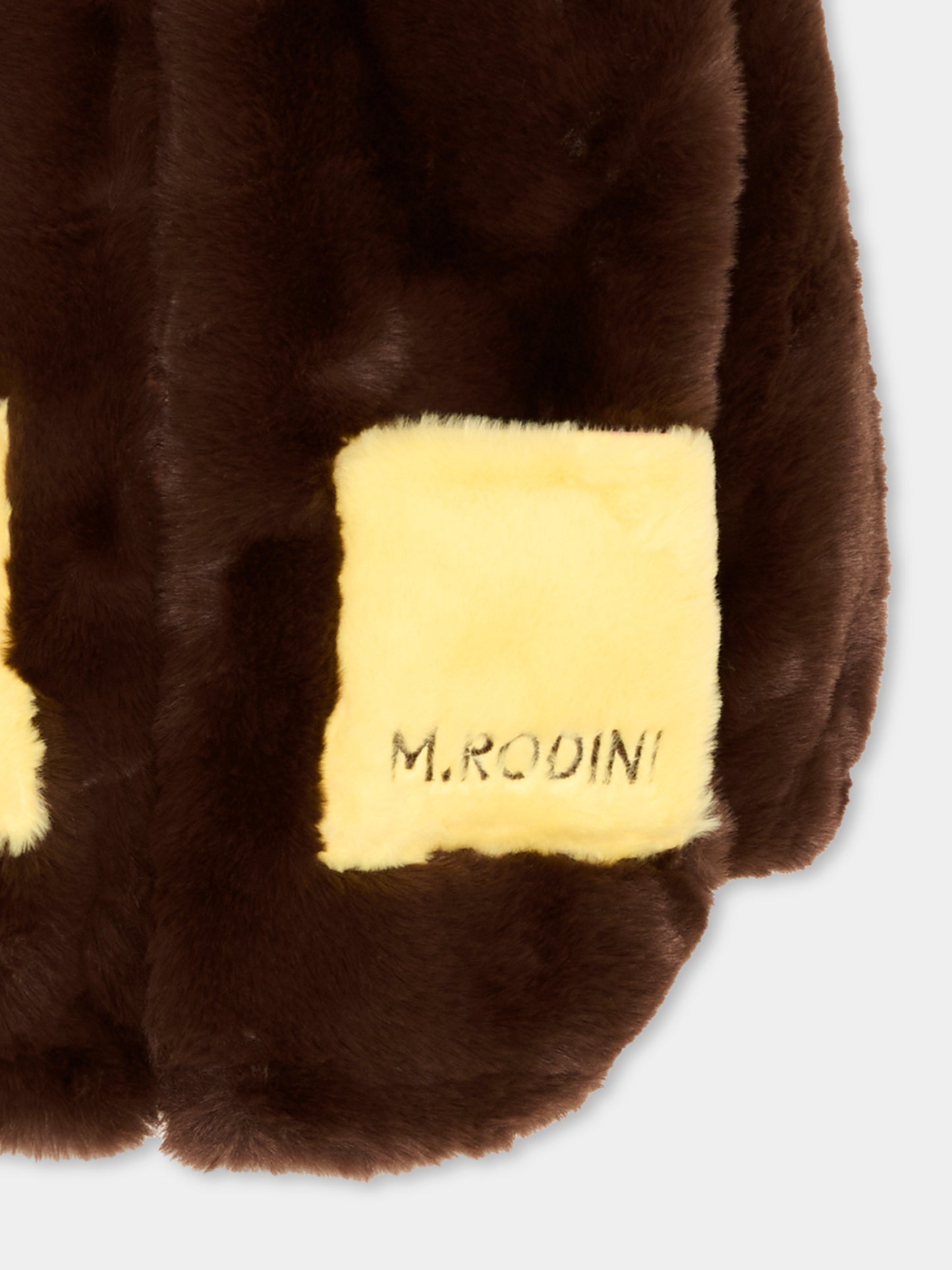 Ecopelliccia marrone con orecchie per bambina,Mini Rodini,2671011216