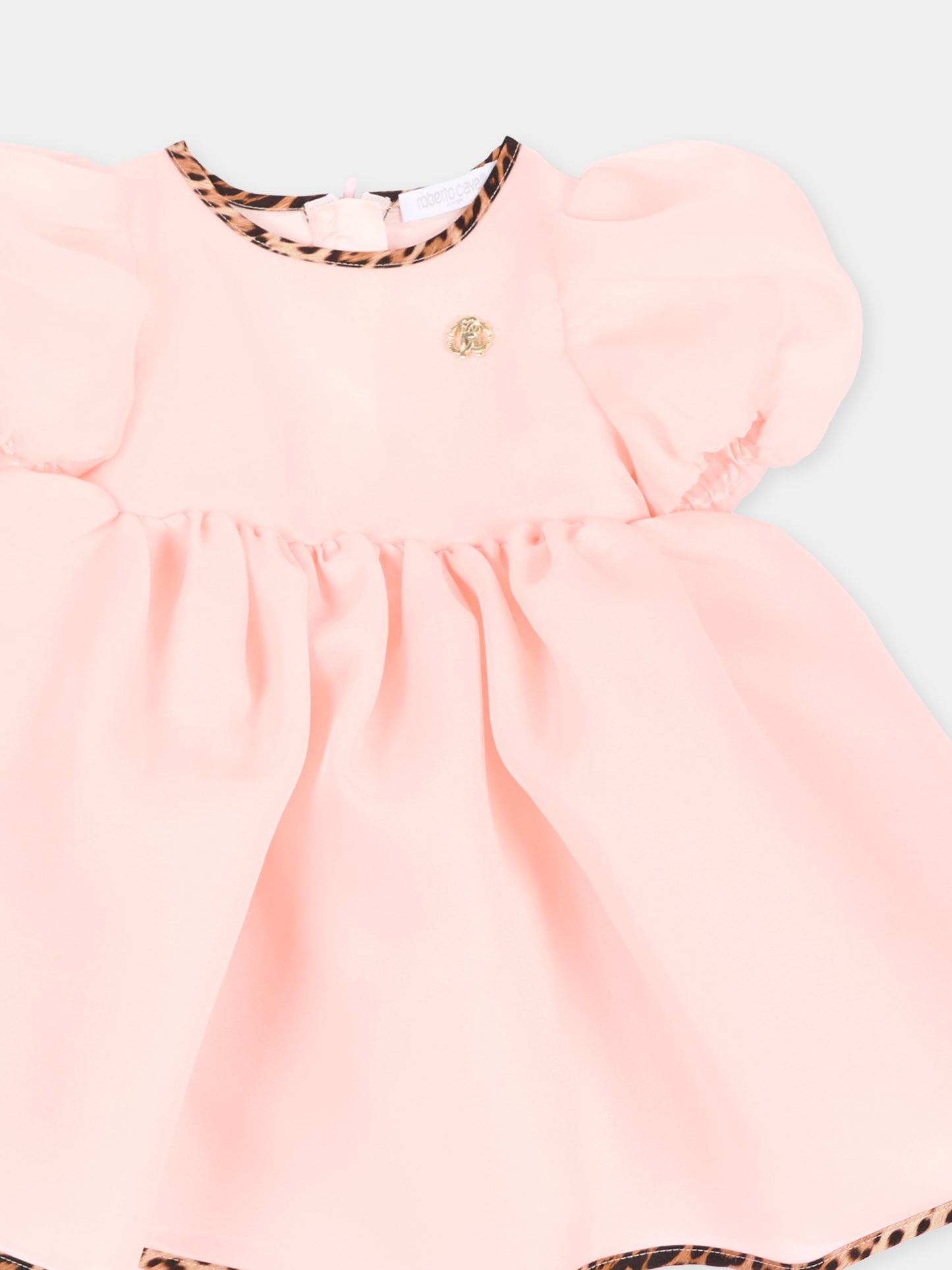 Abito elegante rosa per neonata profili animalier,Roberto Cavalli Kids,CIA26015VE PINK_H/G.N