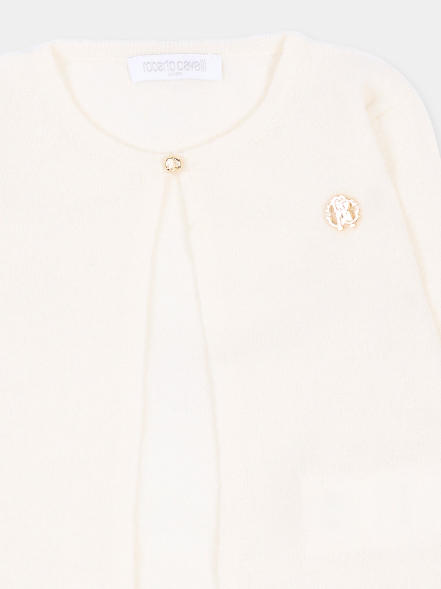 Cardigan avorio per neonata,Roberto Cavalli Kids,CLA26061CD AVORIO_C.C