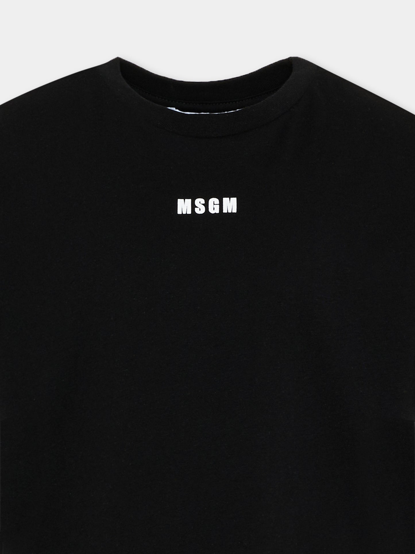T-Shirt nera per bambino con logo,Msgm Kids,F6MSJBTH245 110