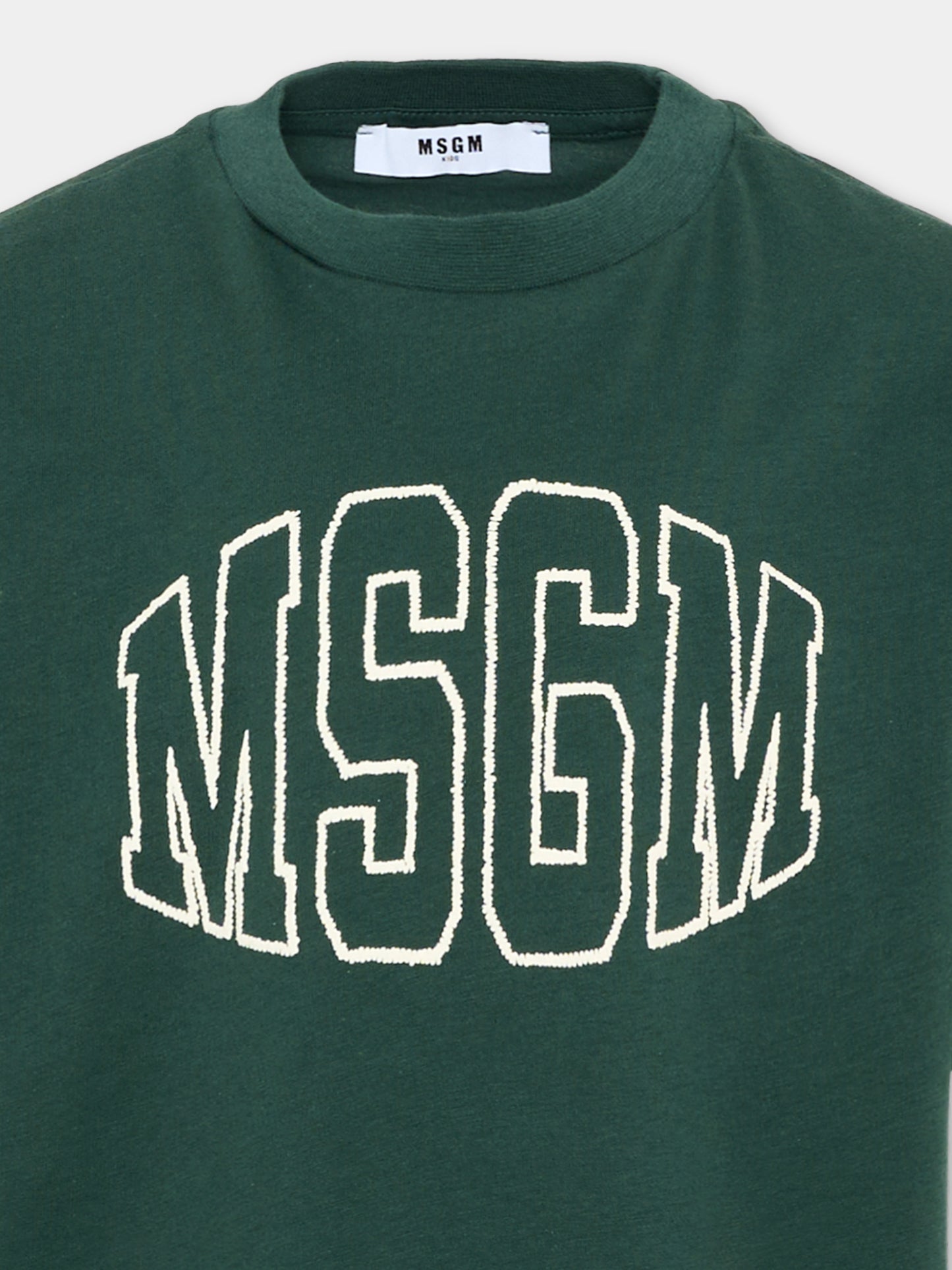 T-Shirt verde MSGM per bambini con logo,Msgm Kids,F6MSJUTH038 MS095