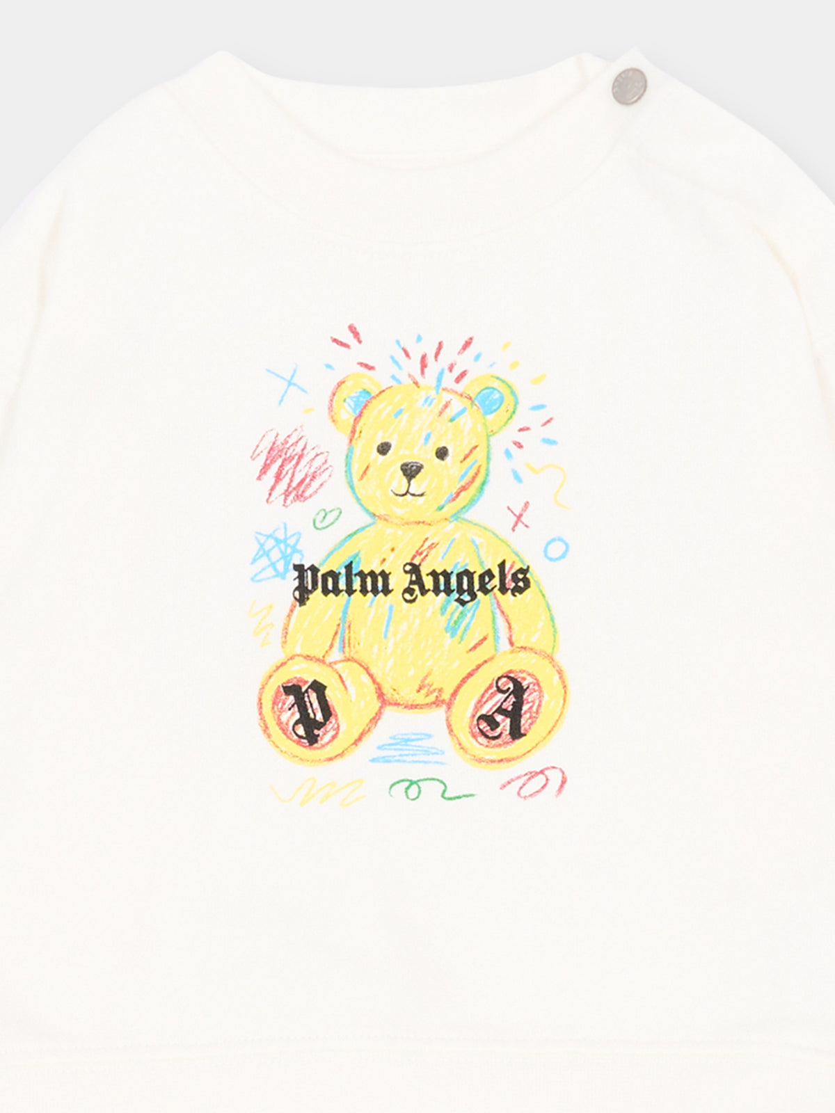 Completo sportivo lungo avorio per neonato con Teddy Bear,Palm Angels,F6PANBTP197 412