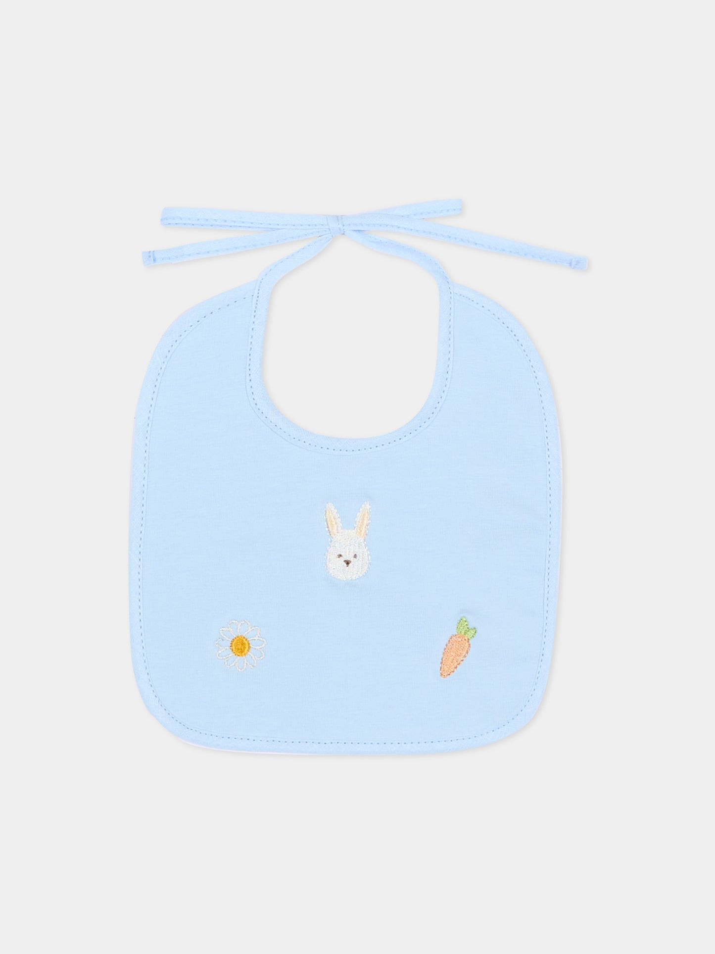 Bavaglino celeste per neonato con ricami