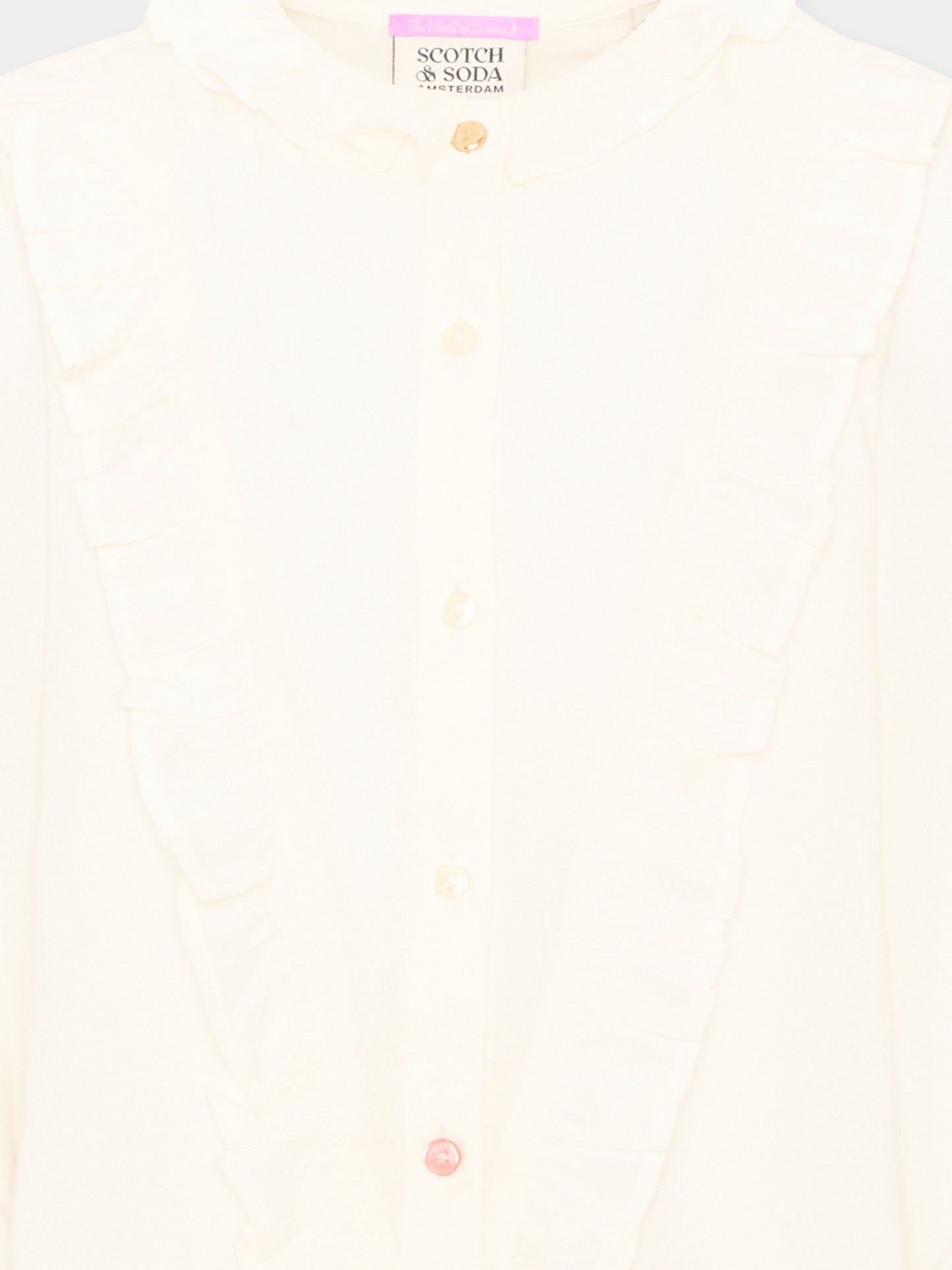 Camicia a manica lunga bianca con ruches per bambina,Scotch&soda,183445 270