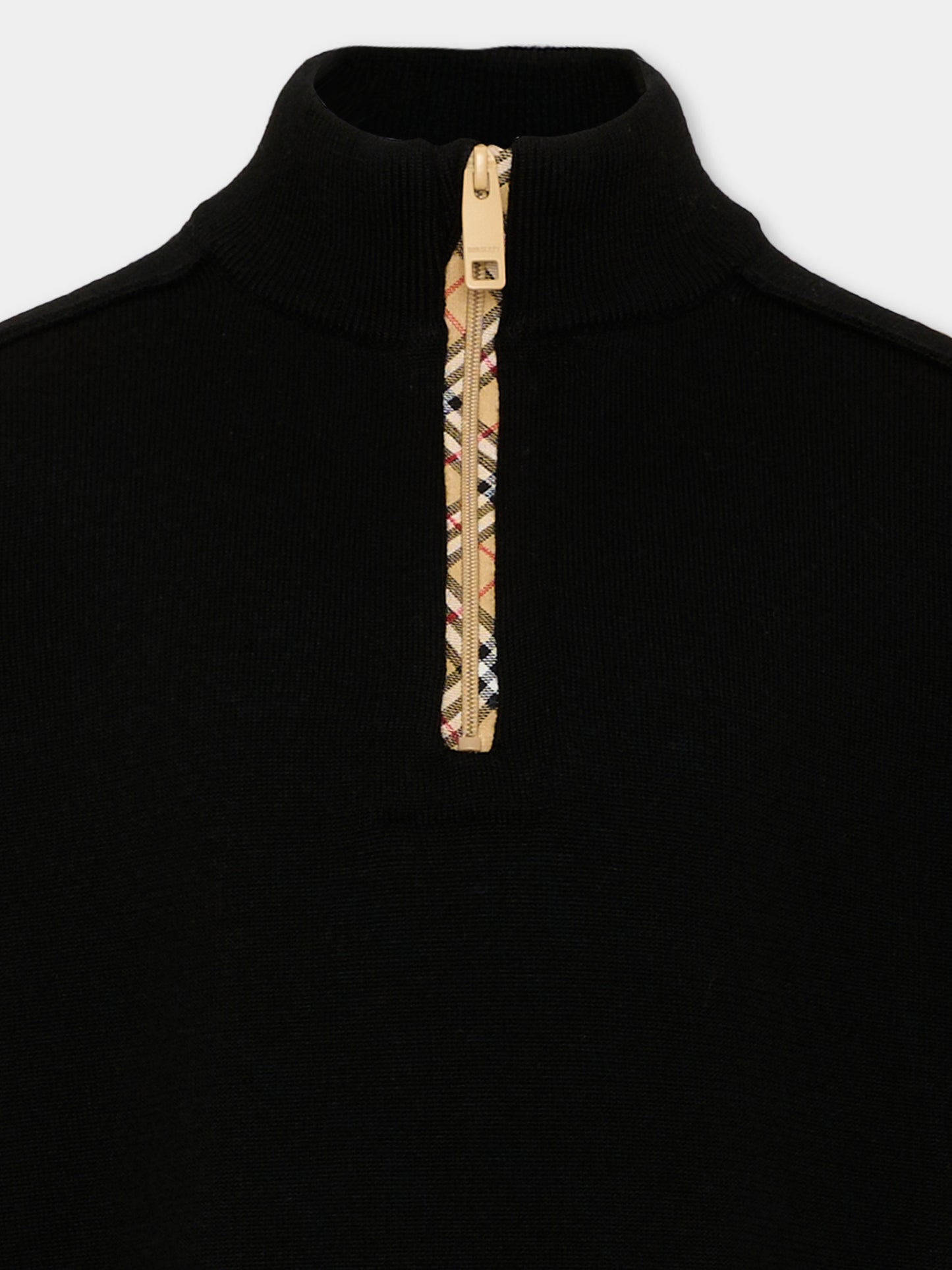 Maglione nero per bambino con Check Vintage,Burberry Kids,8131177 A1189