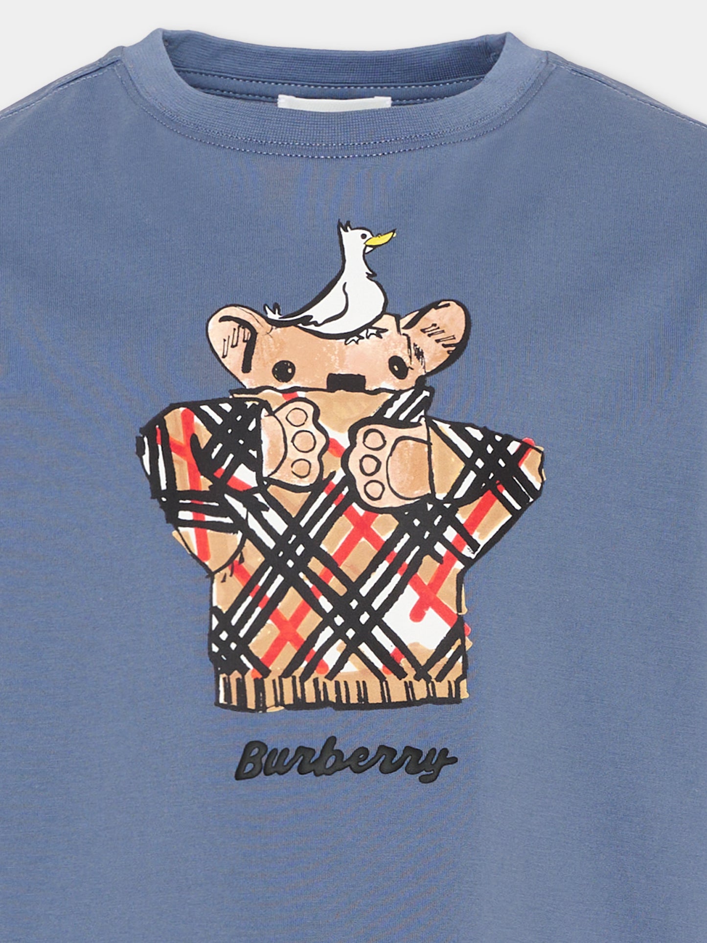 T-shirt azzurra per bambino con Thomas Bear,Burberry Kids,8132340 B6285
