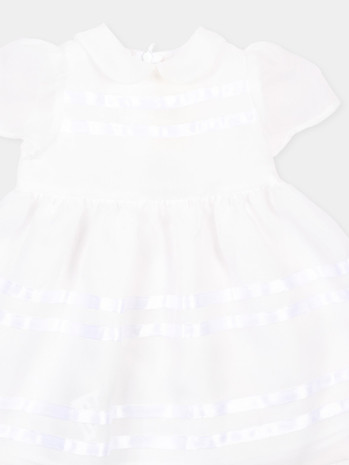 Abito bianco per neonata con nastri,Simonetta,SZ1011 O0075 100