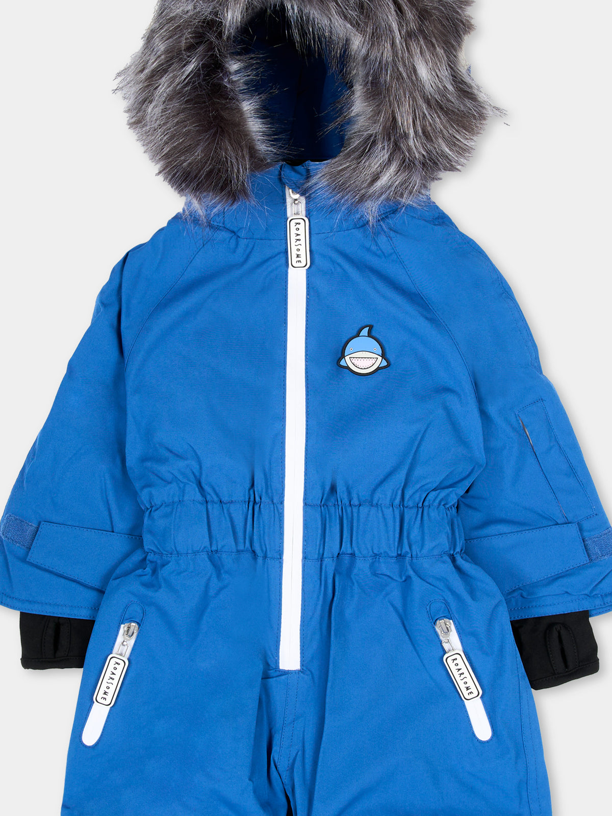 Tuta da neve blu Reef The Shark per bambino,Roarsome,REEF THE SHARK SKI SUITS