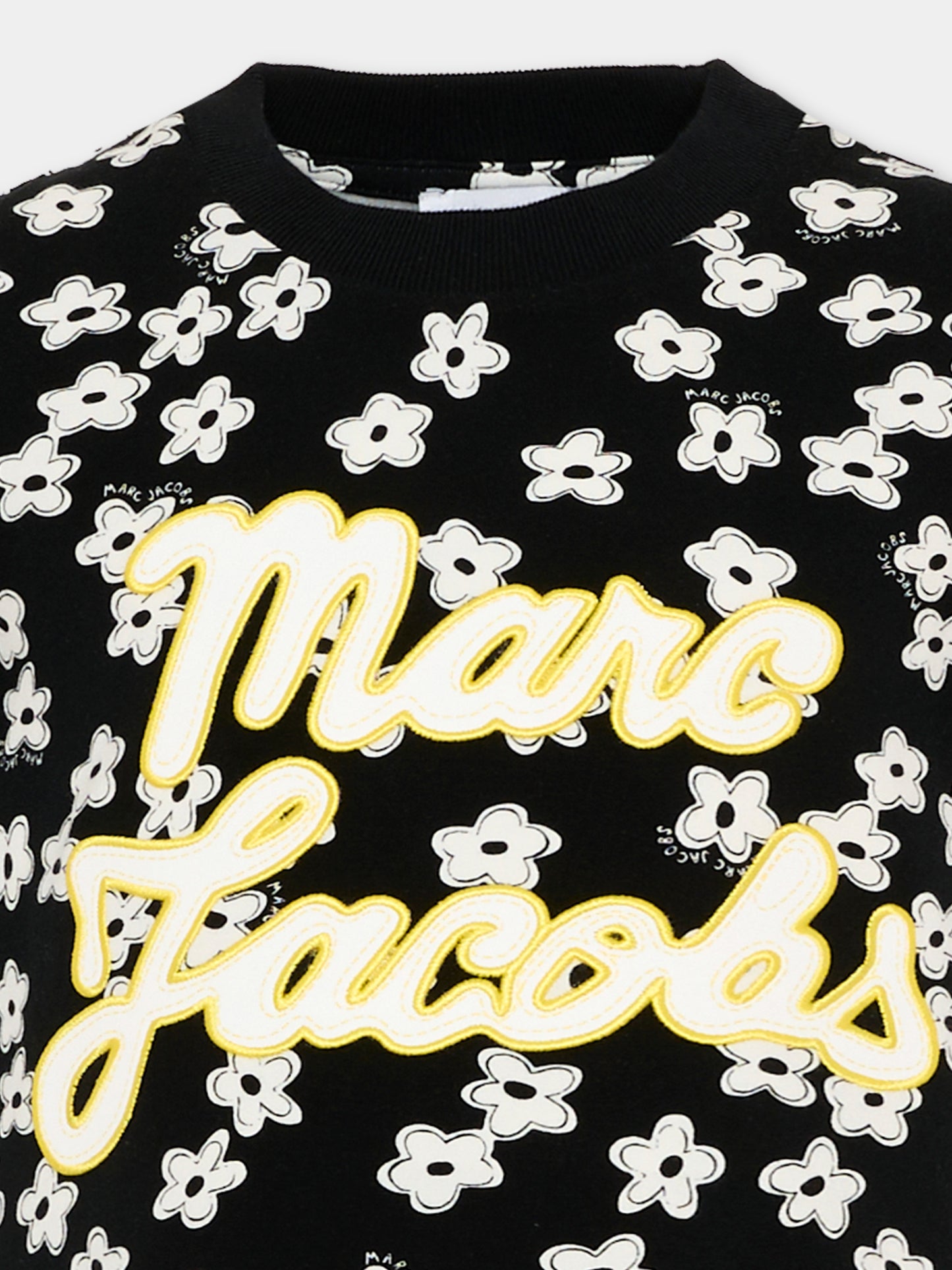 T-Shirt nera per bambina con fiori,Marc Jacobs,W60738 09B
