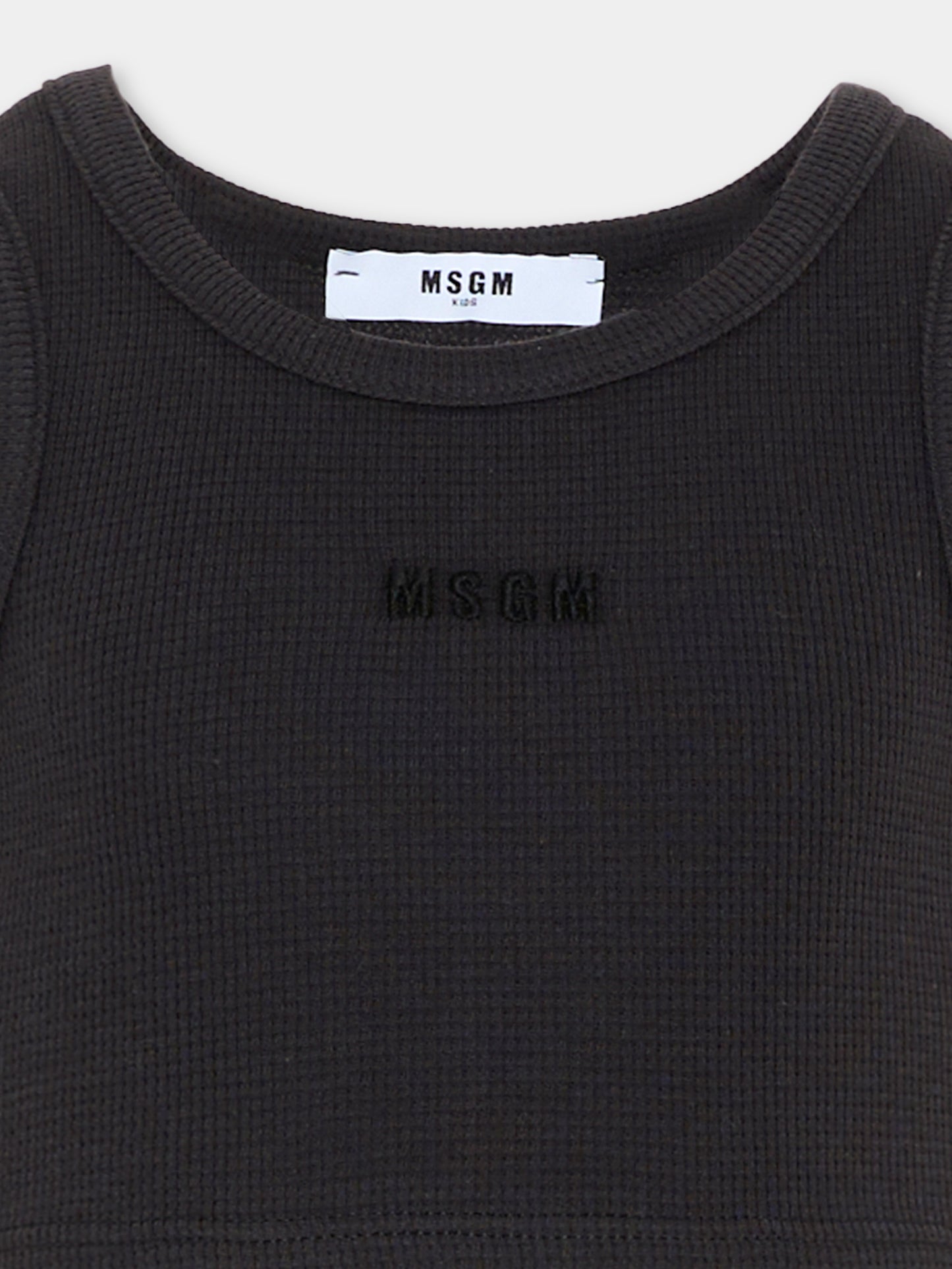 Top grigio cropped per bambina con logo,Msgm Kids,S6MSJGTA030 102