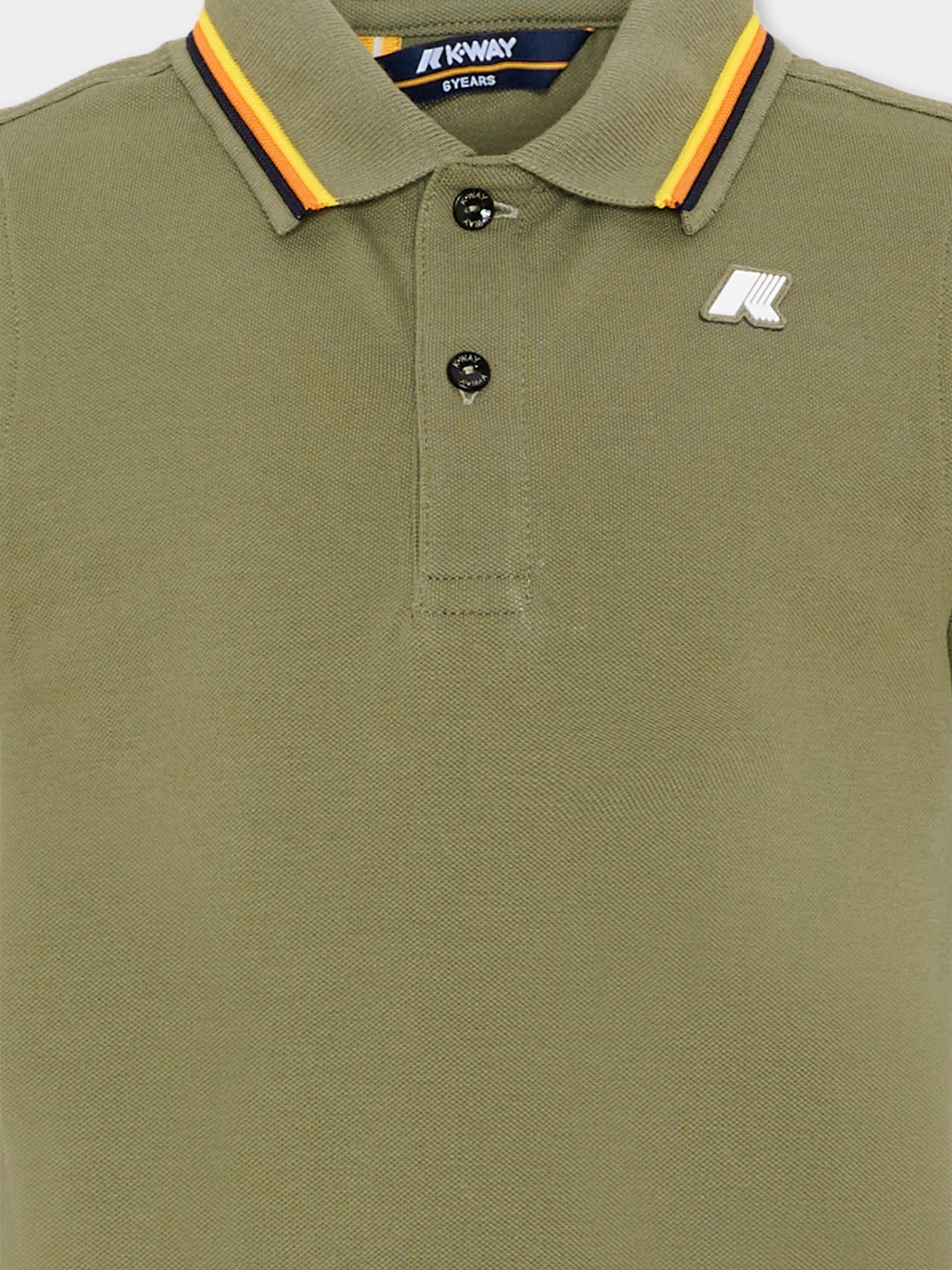 Polo verde per bambino con logo,K-way,K6126MW V15