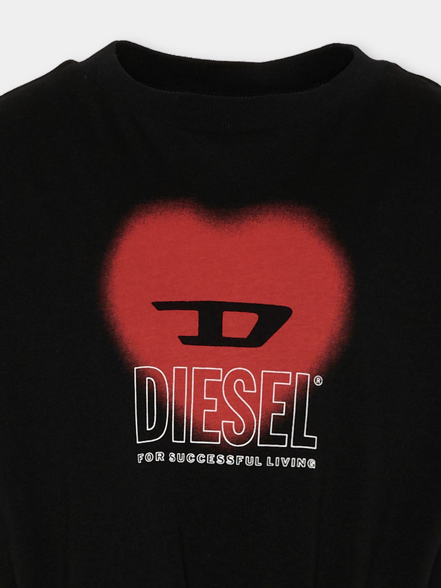 Vestito nero per bambina con logo,Diesel,J02232 0CATM K900