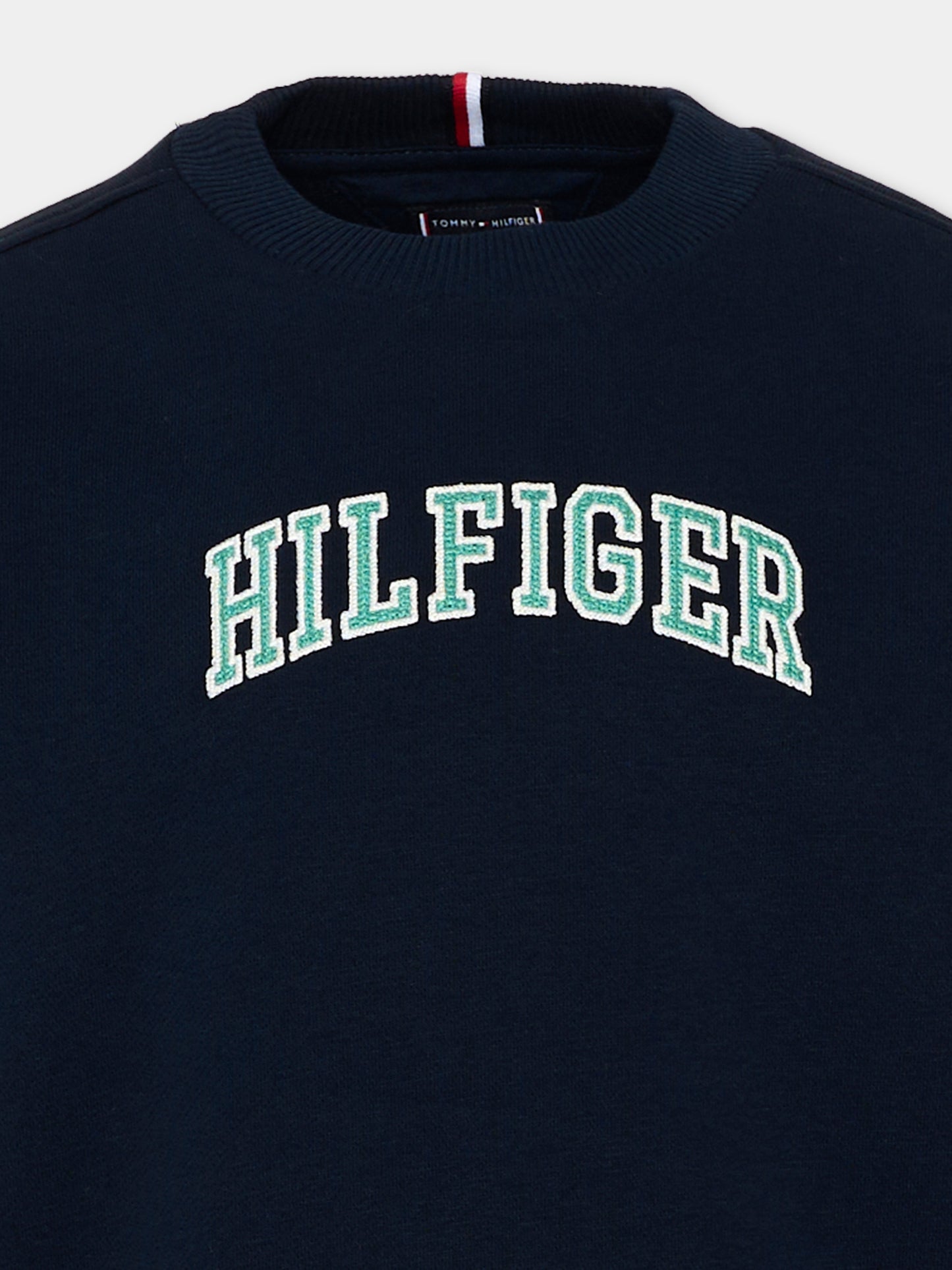 Felpa blu per bambino con logo,Tommy Hilfiger Junior,KB0KB10404 C1G