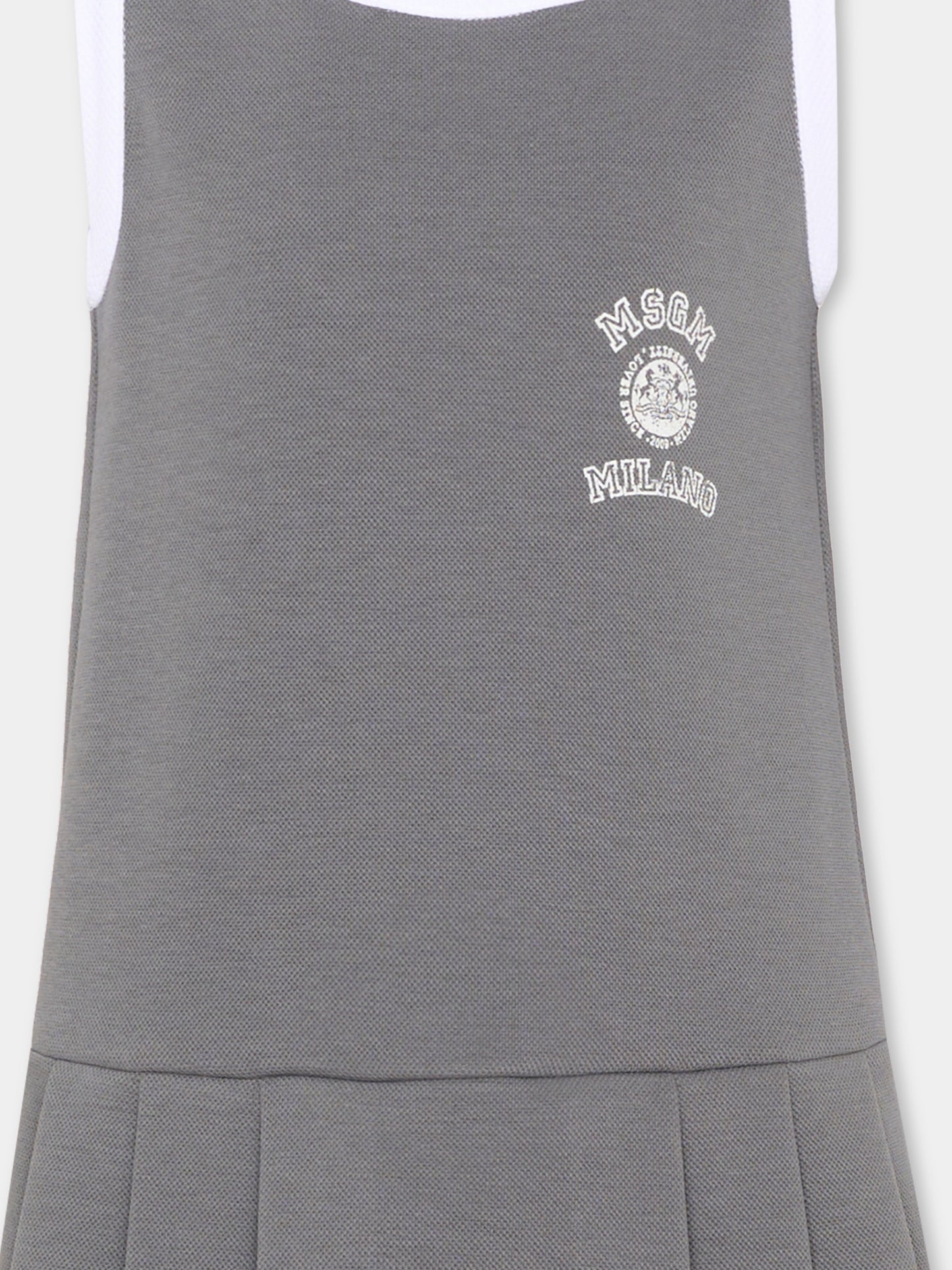 Vestito grigio per bambina con logo,Msgm Kids,S6MSJGDR035 104