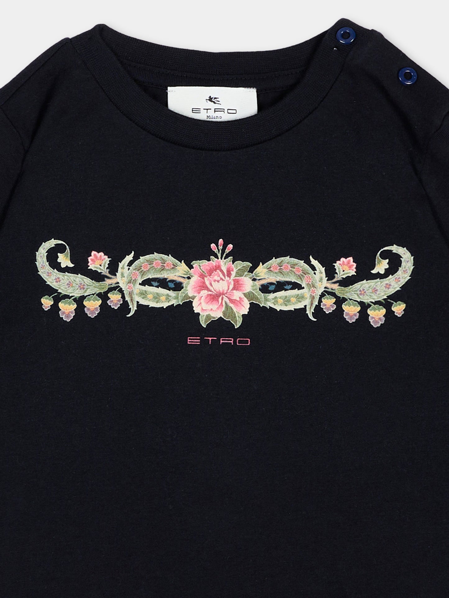 T-Shirt nera per neonata con Pegaso,Etro,GV8011 Z2081 635