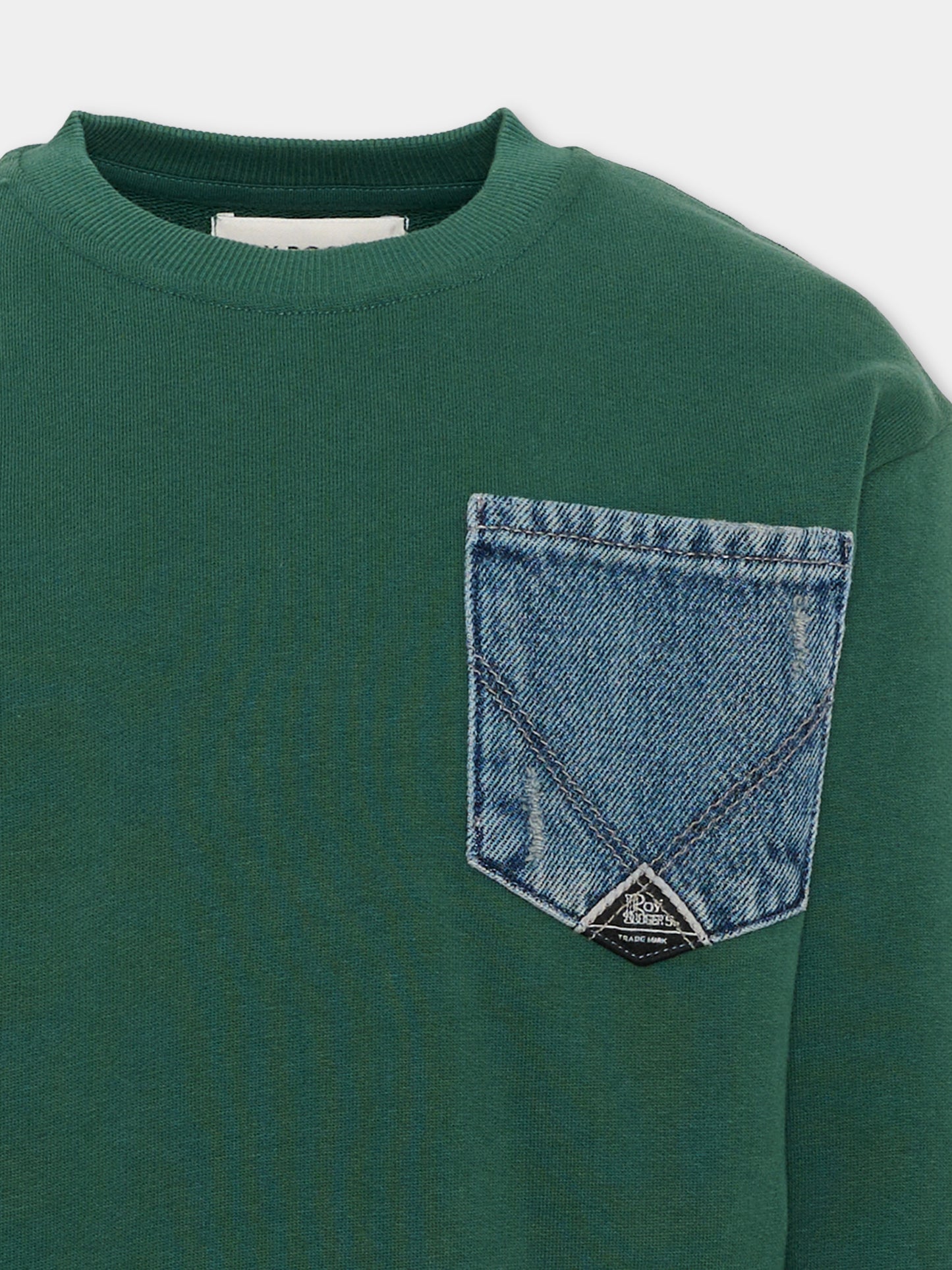 Felpa verde per bambino con tasca,Roy Roger's Kids,R F100 00 4743
