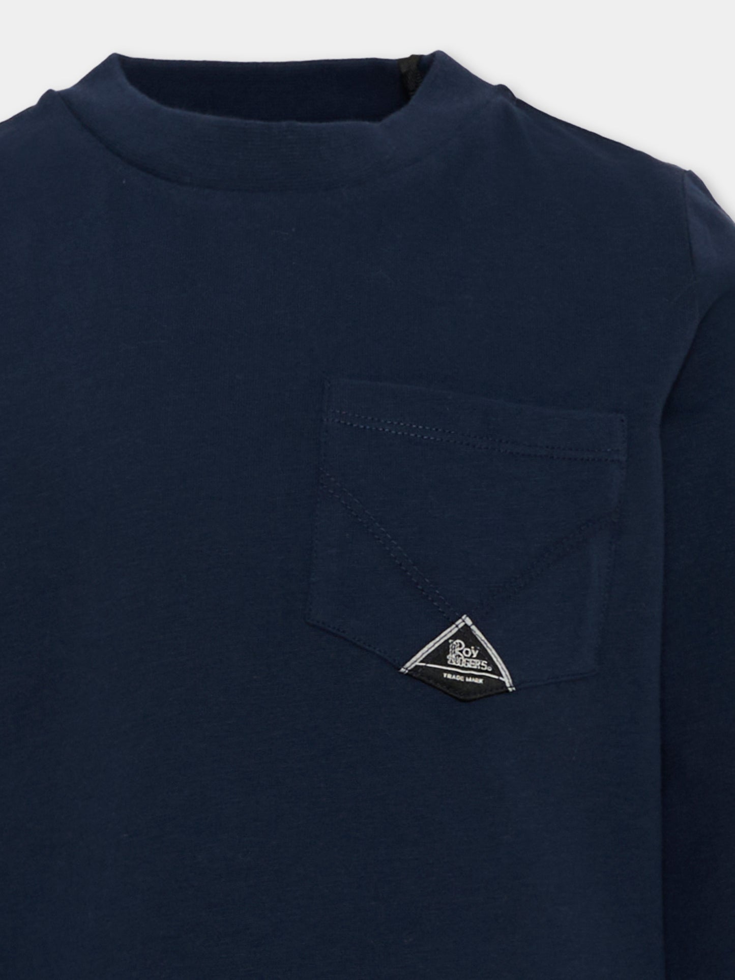 T-shirt a manica lunga blu con tasca,Roy Roger's Kids,R F127 00 3885