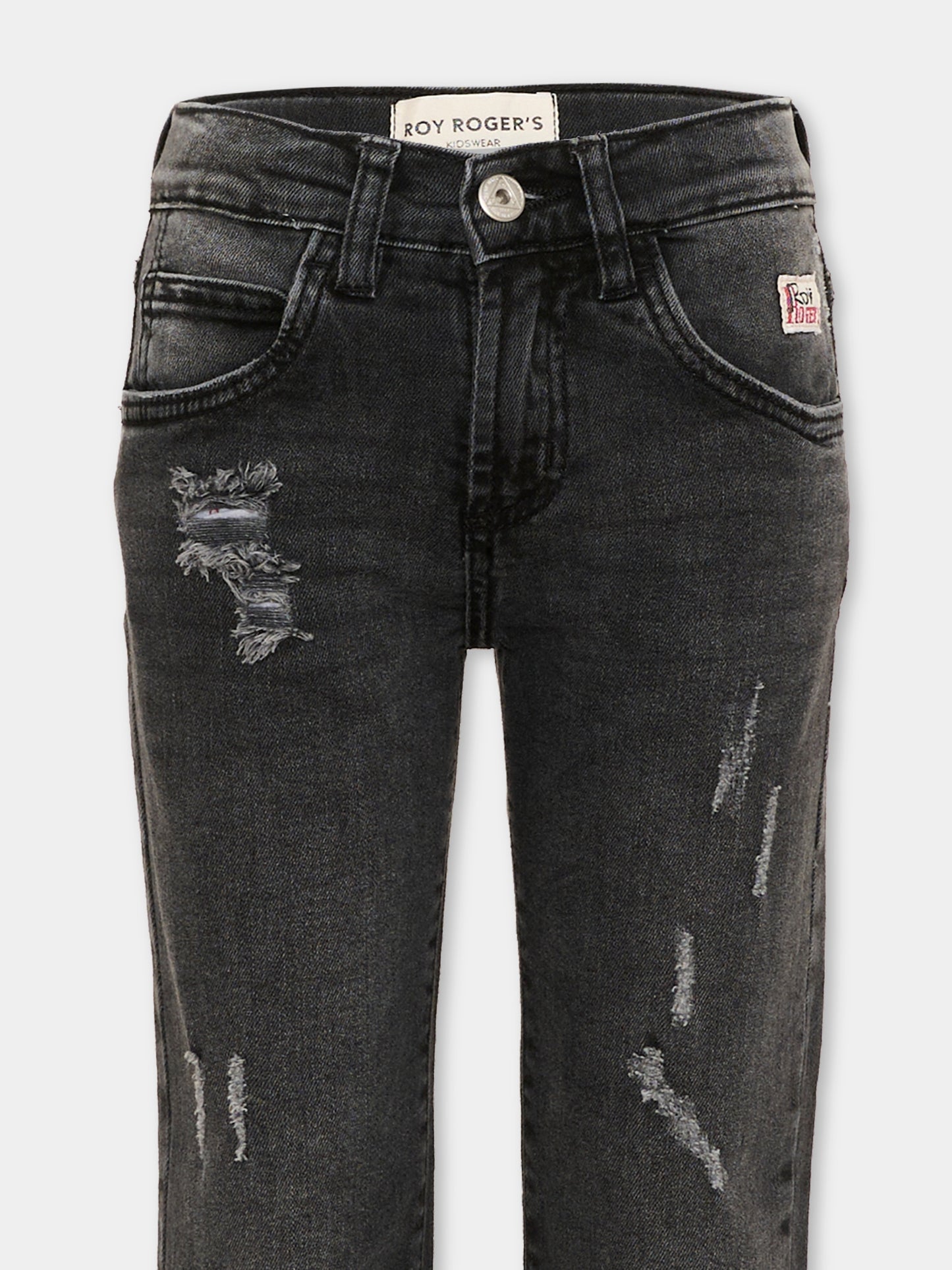 Jeans nero per bambino con strappi,Roy Roger's Kids,R F130 00 7020